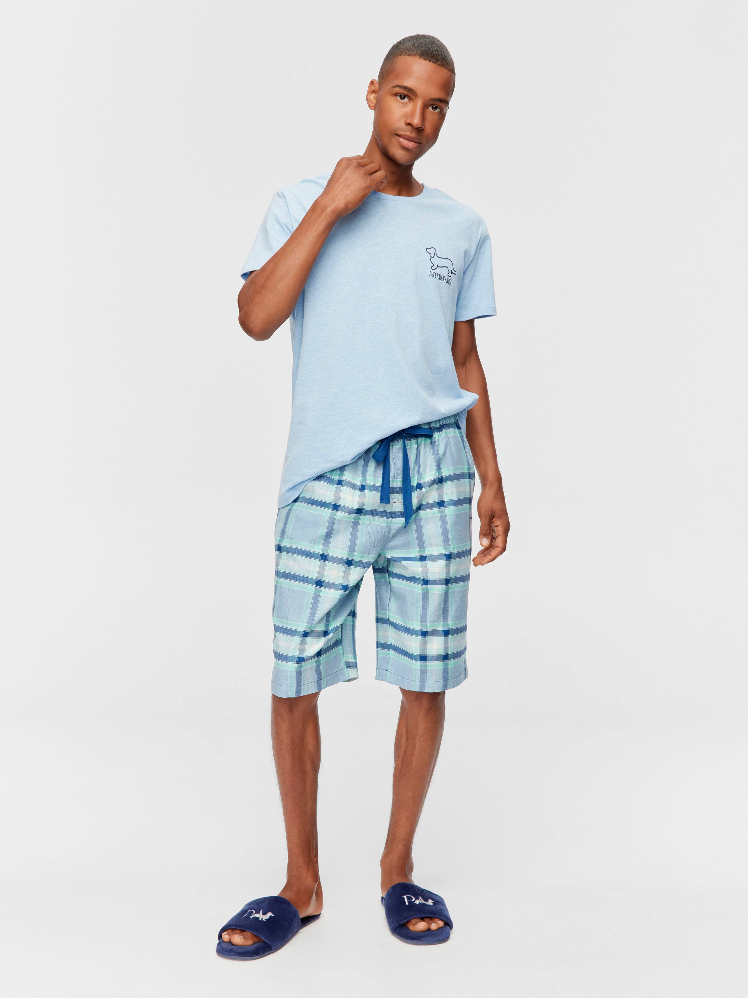 Blue Check 100% Cotton Sleep Short