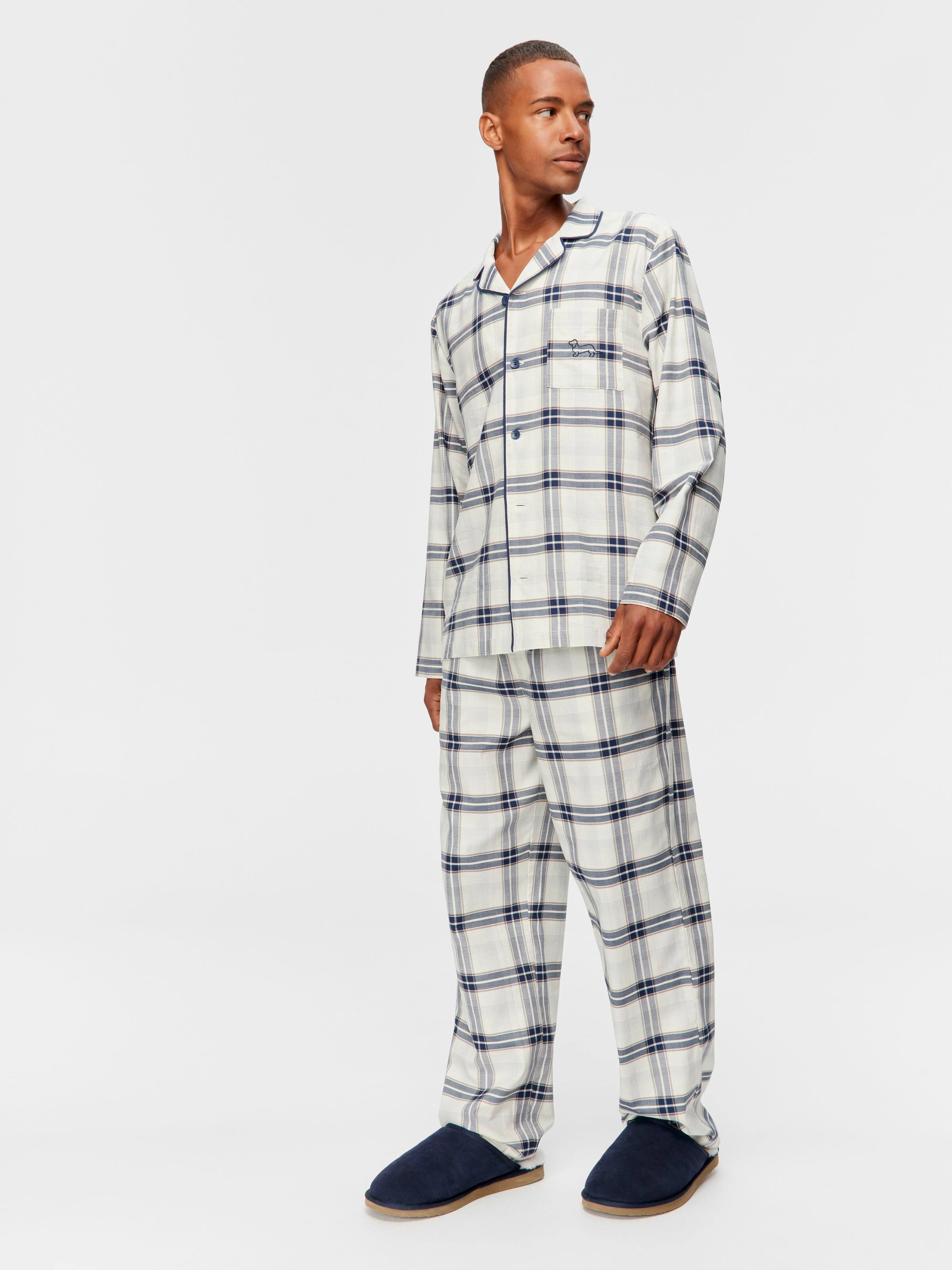 Cream Check 100% Cotton Long Sleeve Pj Set