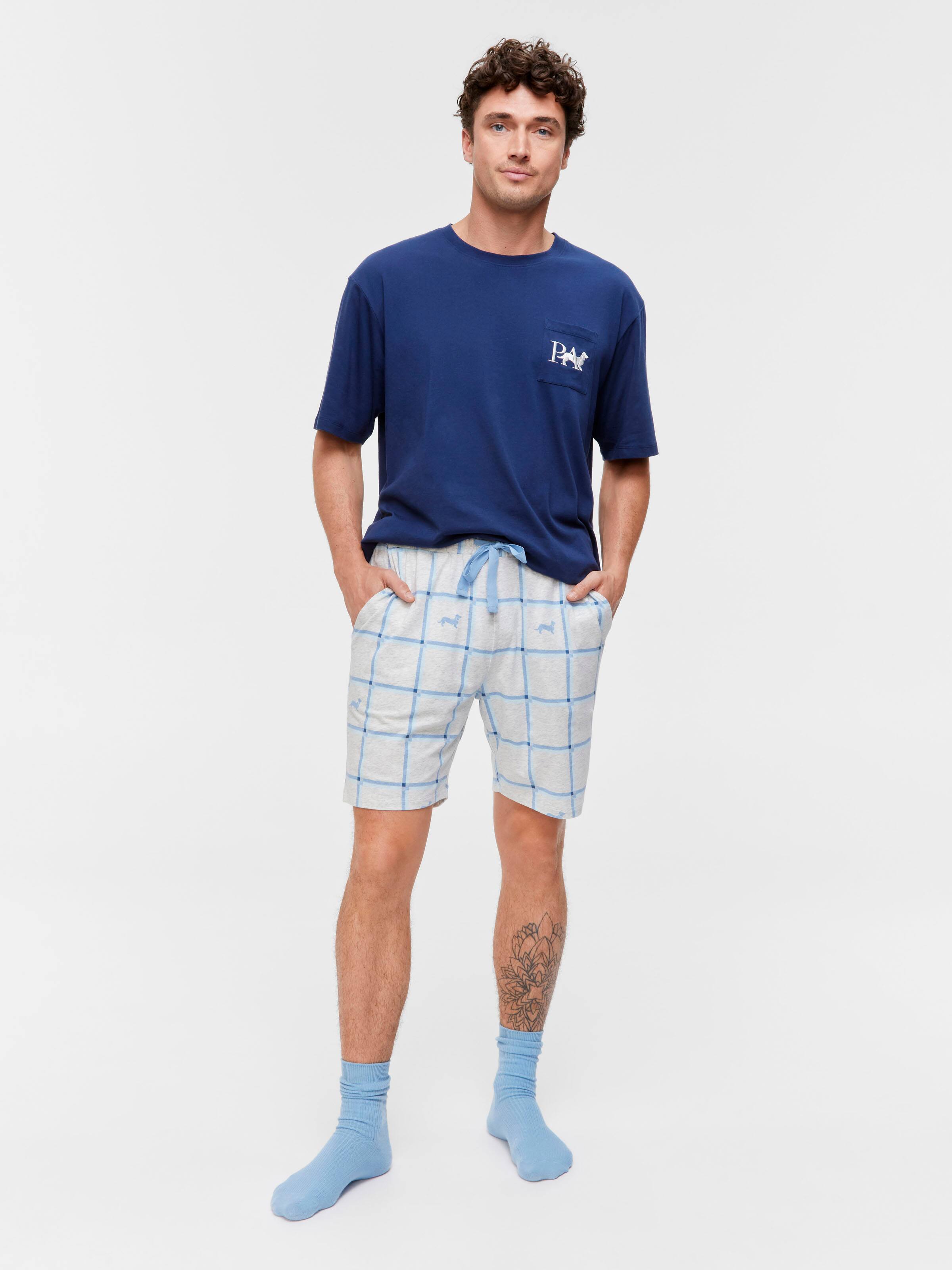 Windowpane Pale Blue Mid Short