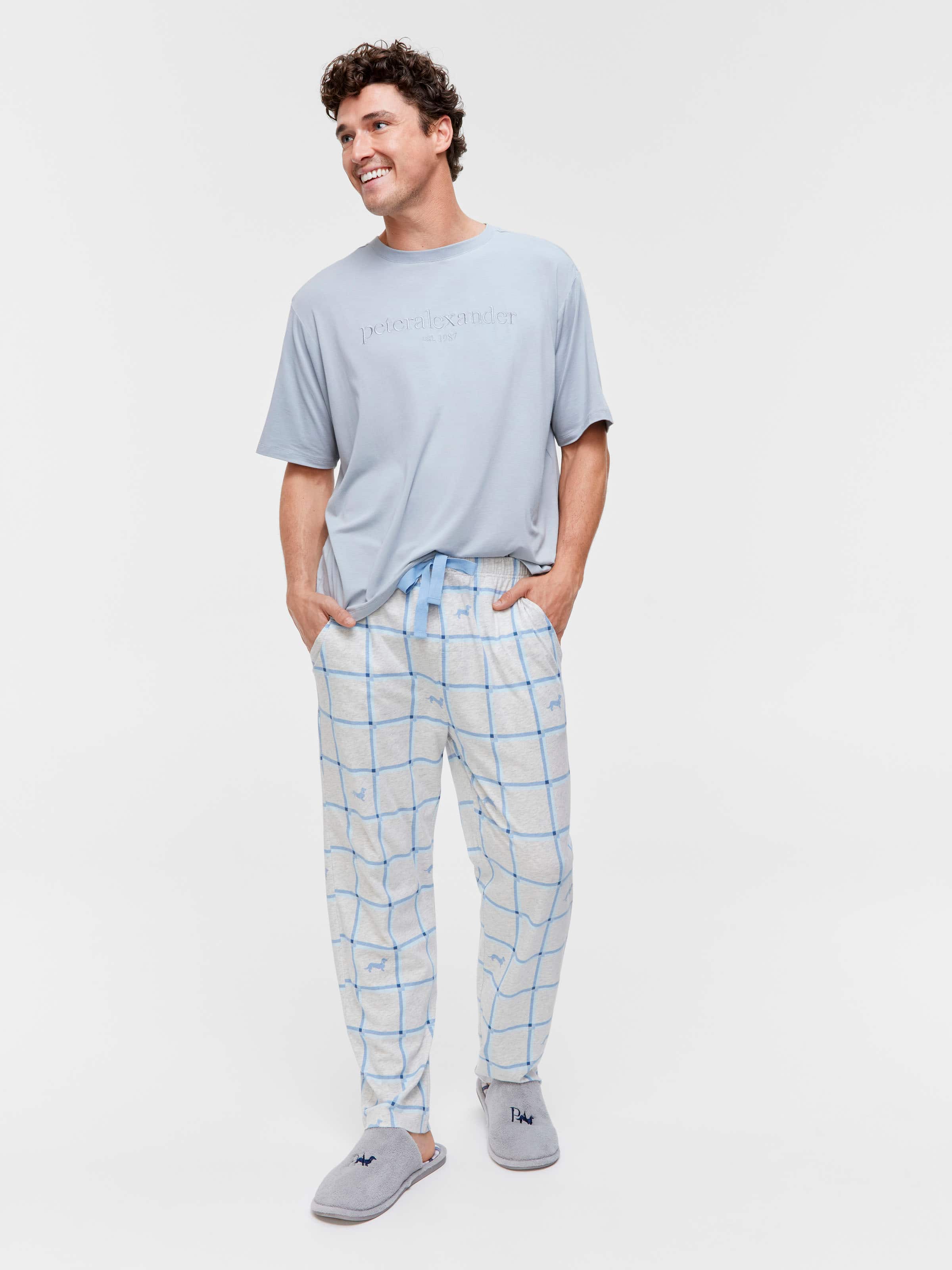Windowpane Pale Blue Classic Pj Pant