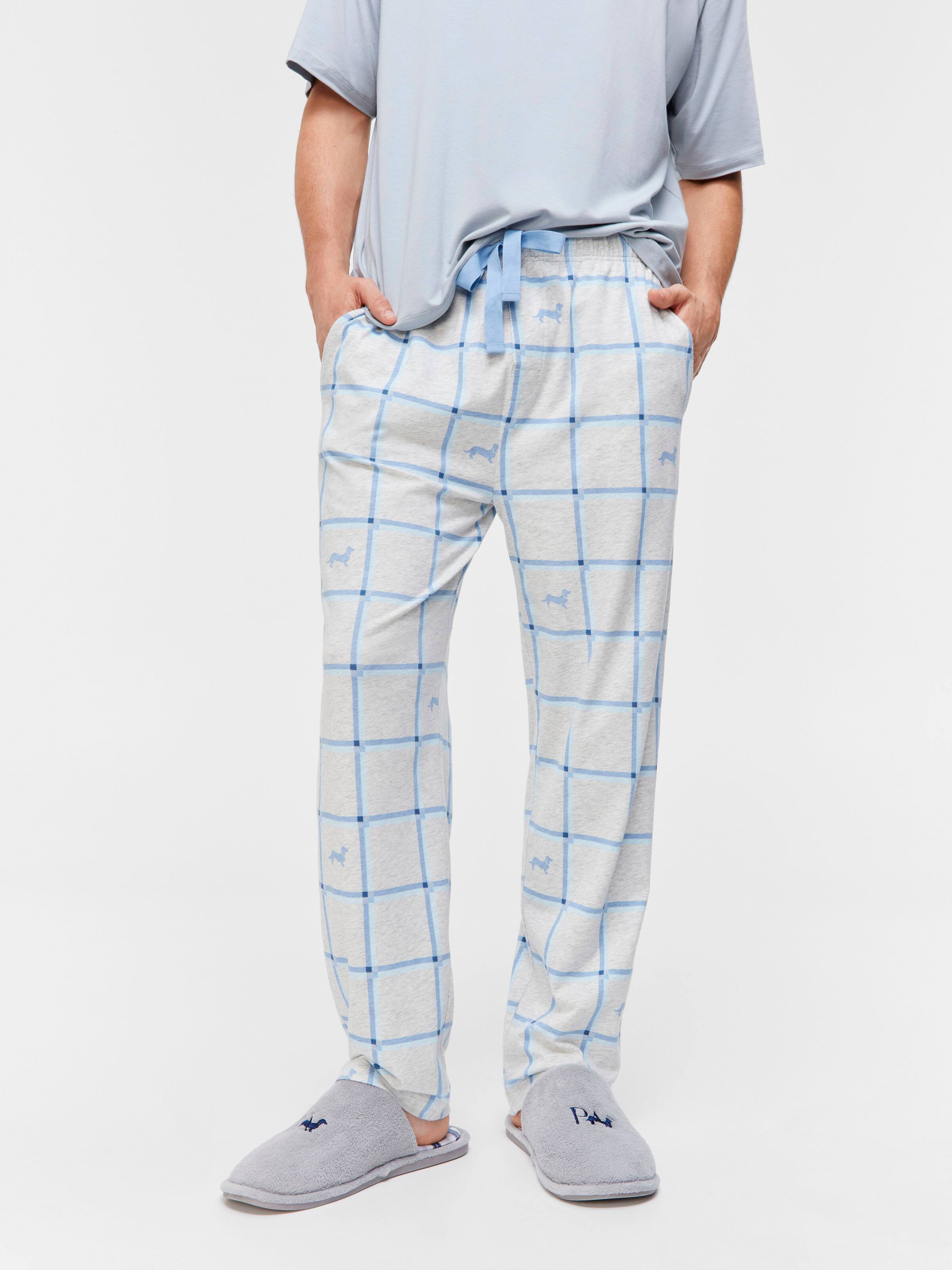 Windowpane Pale Blue Classic Pj Pant
