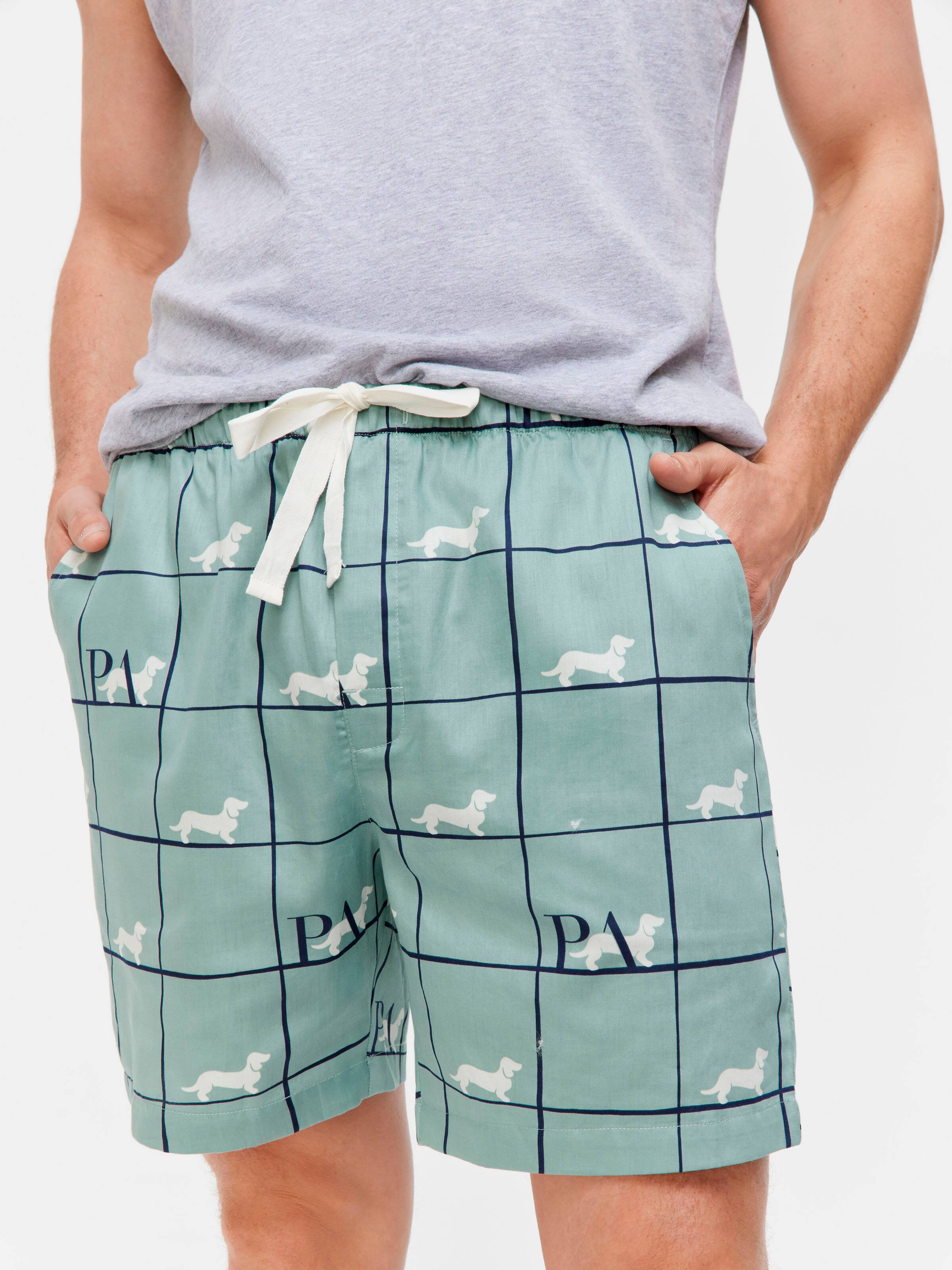 Sage Windowpane 100% Cotton Mid Short