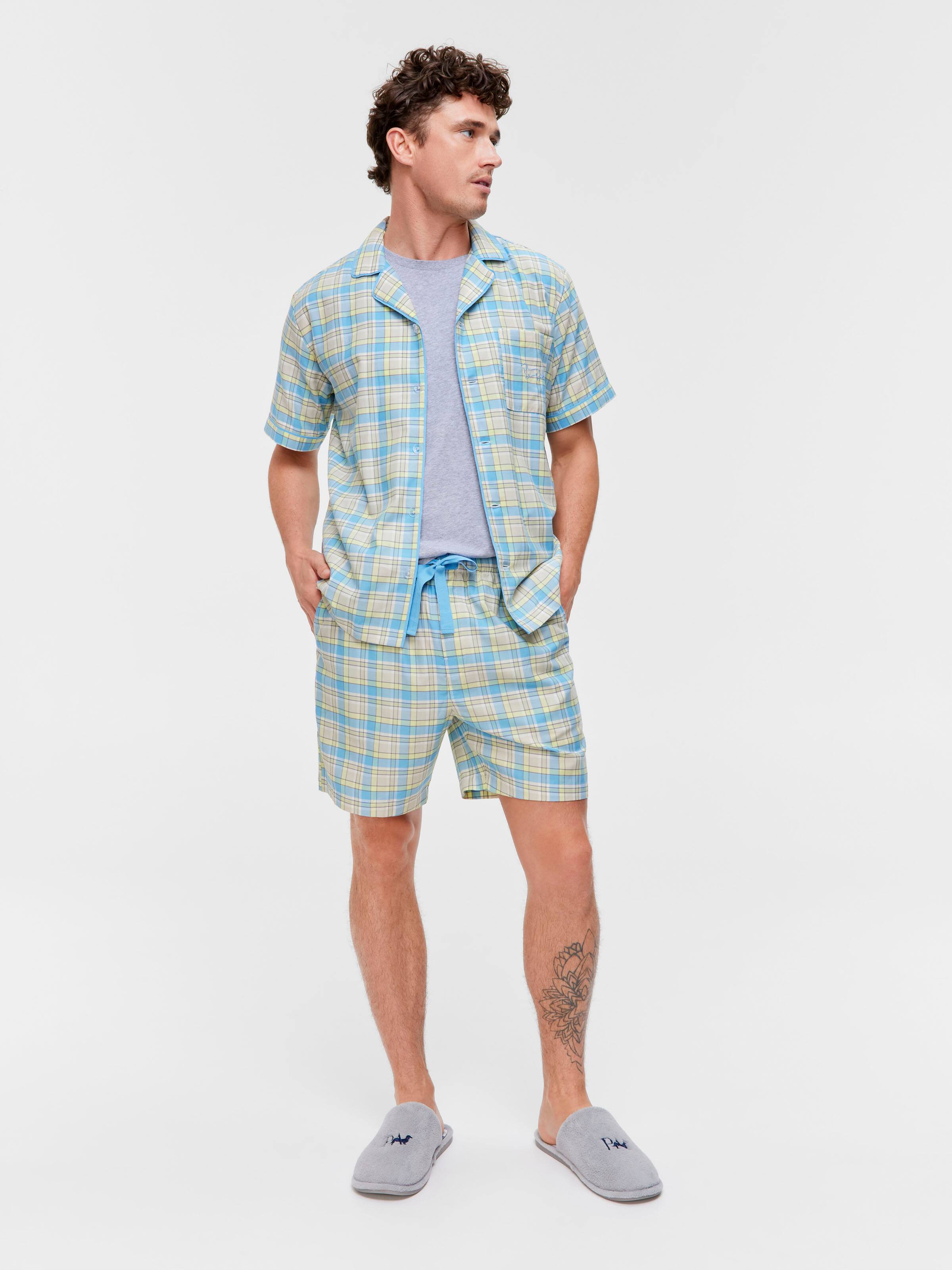 Mint Check 100% Cotton Short Sleeve Pj Set