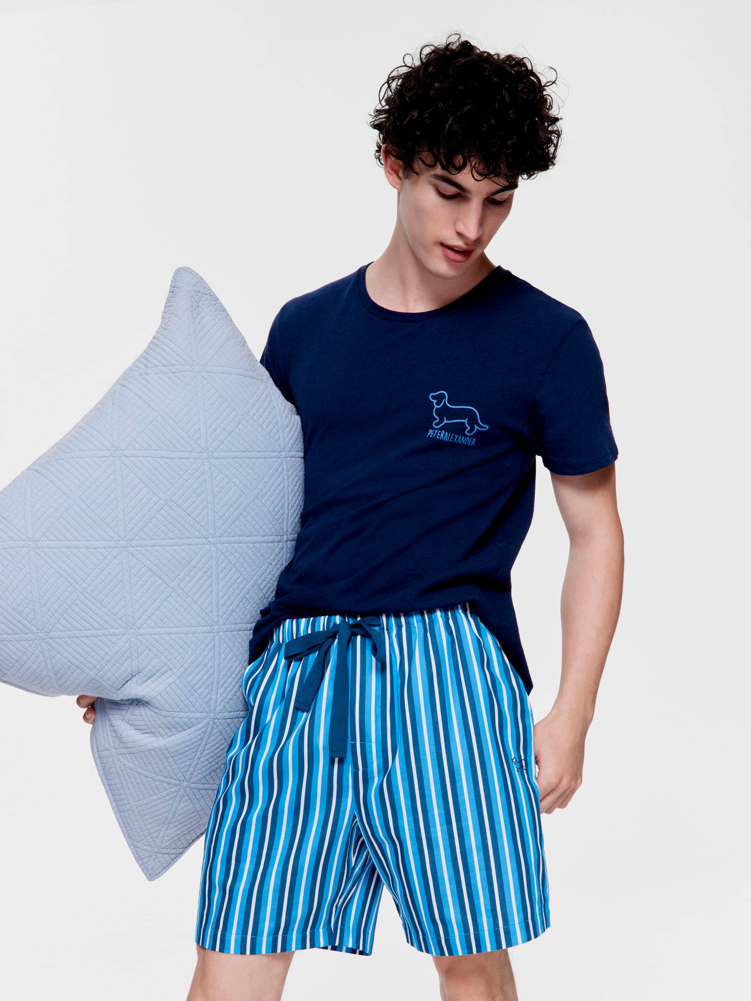 Blue Stripe 100% Cotton Mid Short