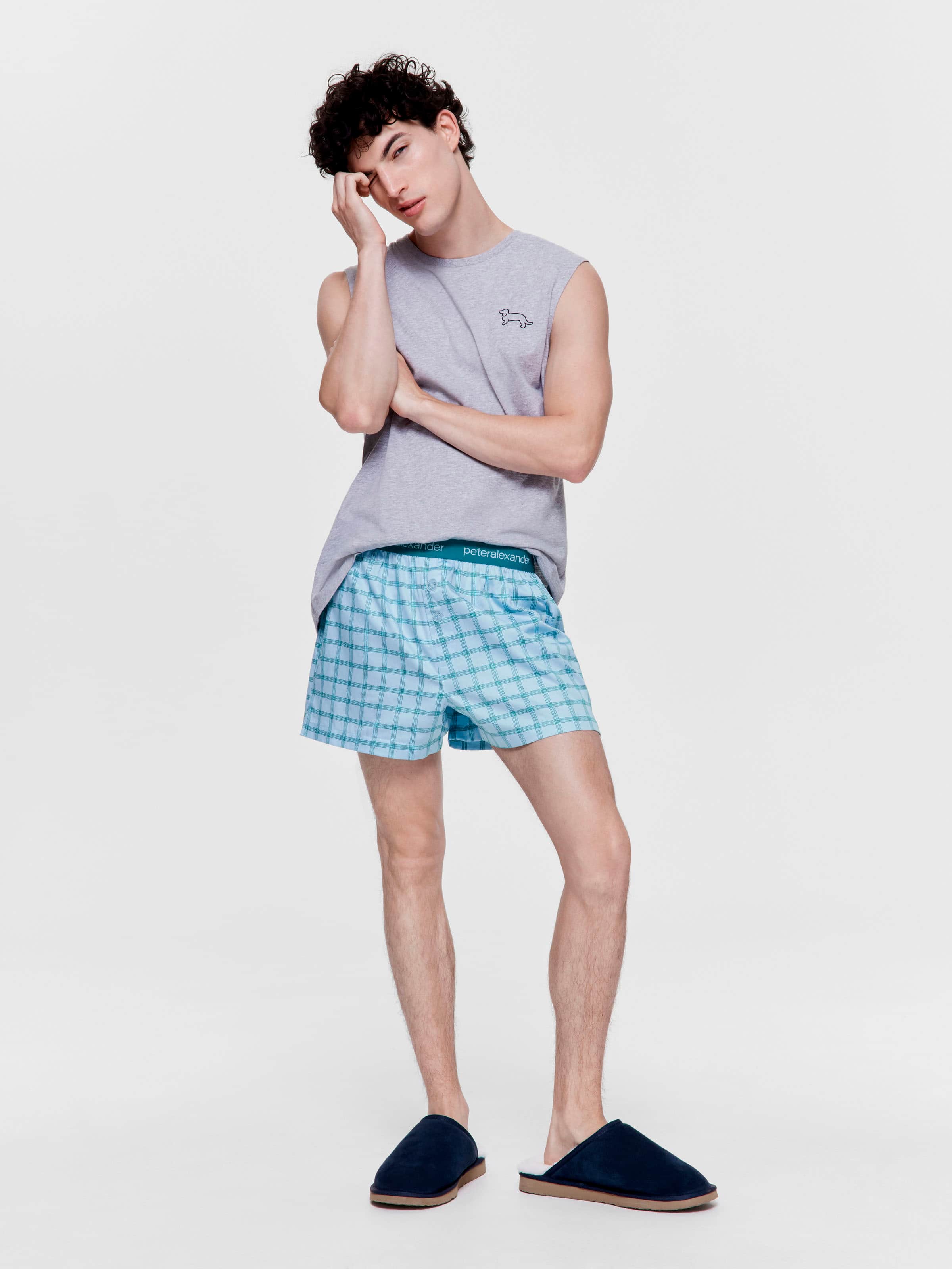 Blue Check Boxer Short