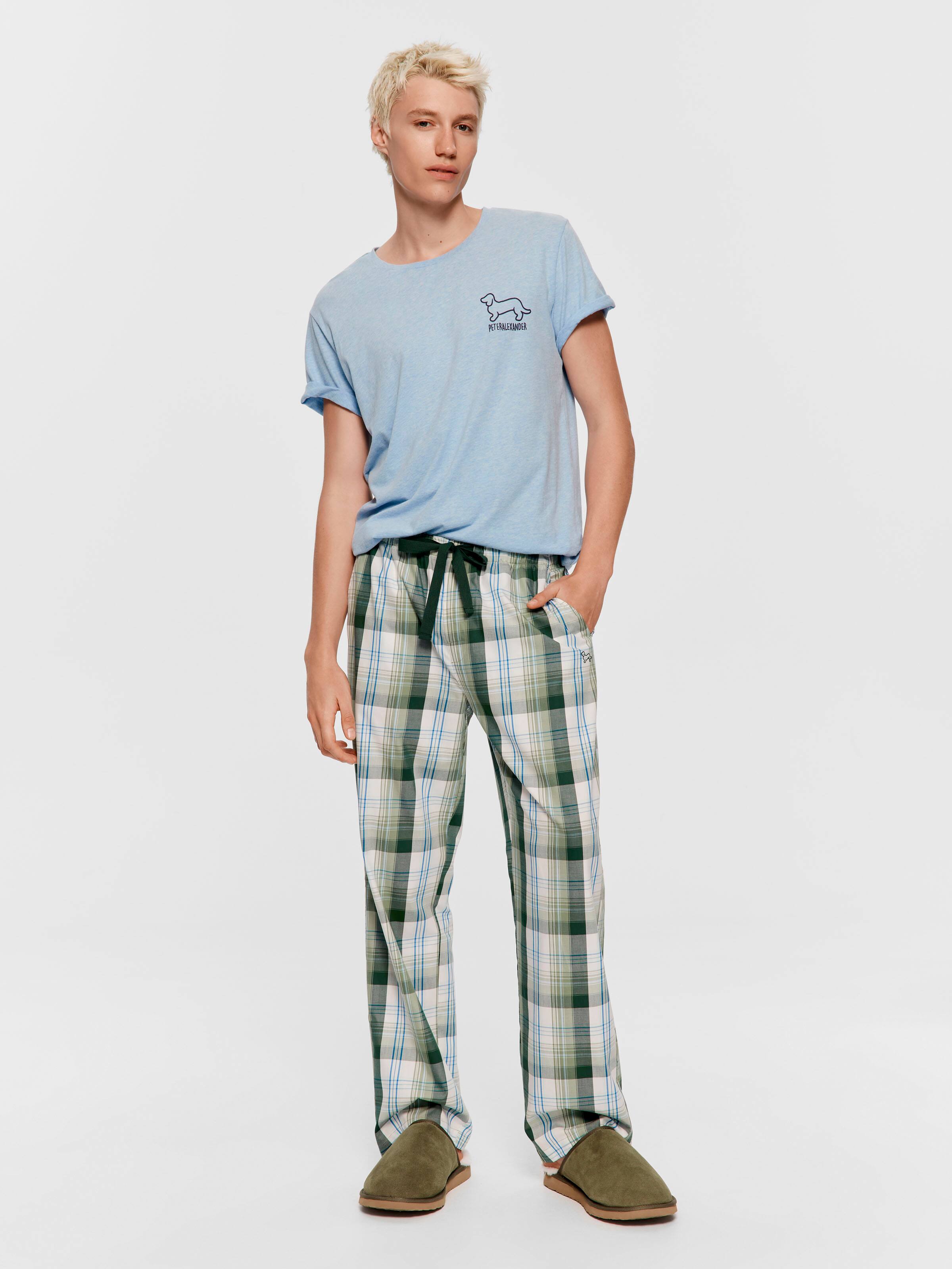 Textured Green Check 100% Cotton Classic Pj Pant