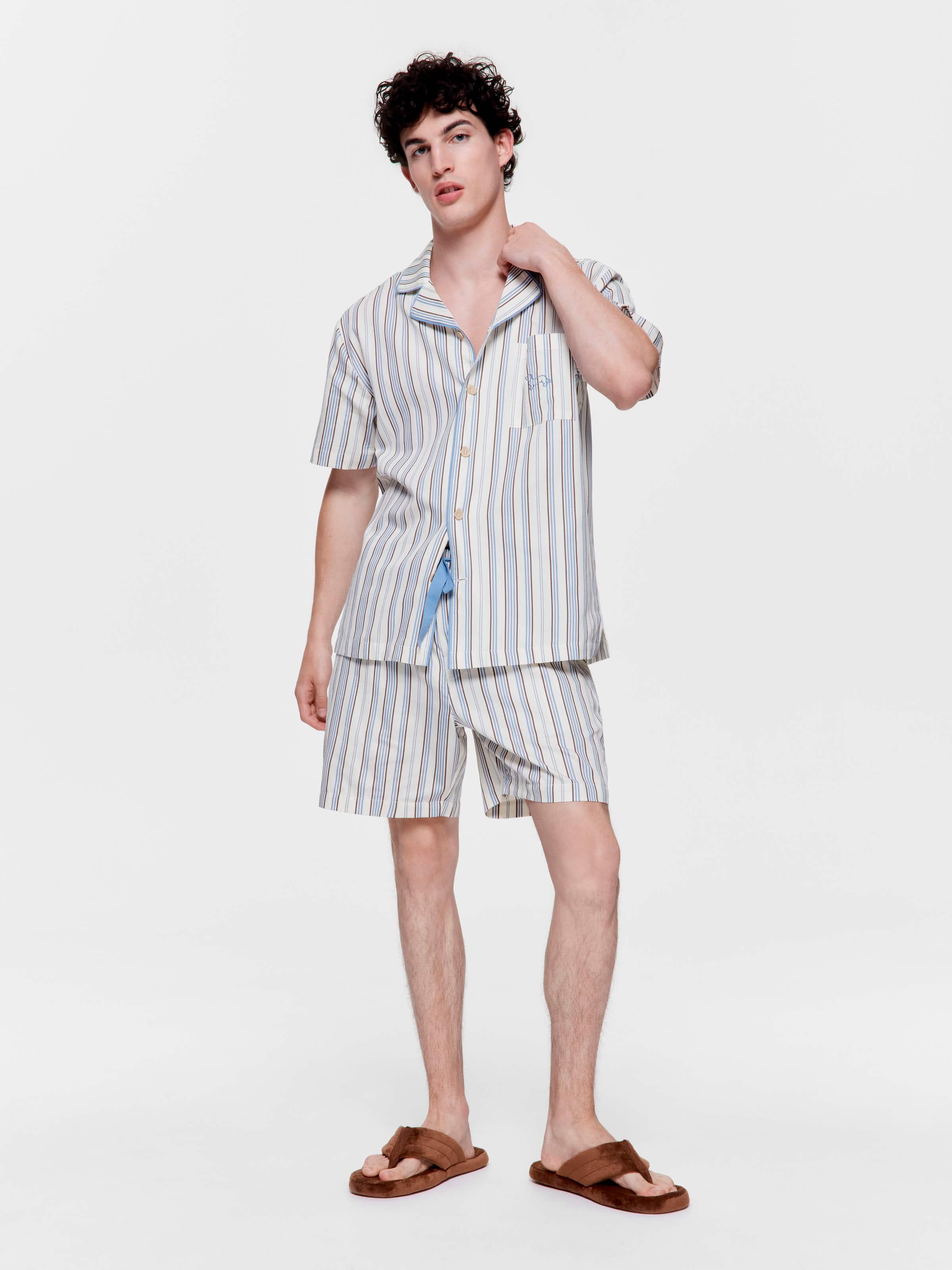 Multi Stripe 100% Cotton Short Sleeve Pj Shirt