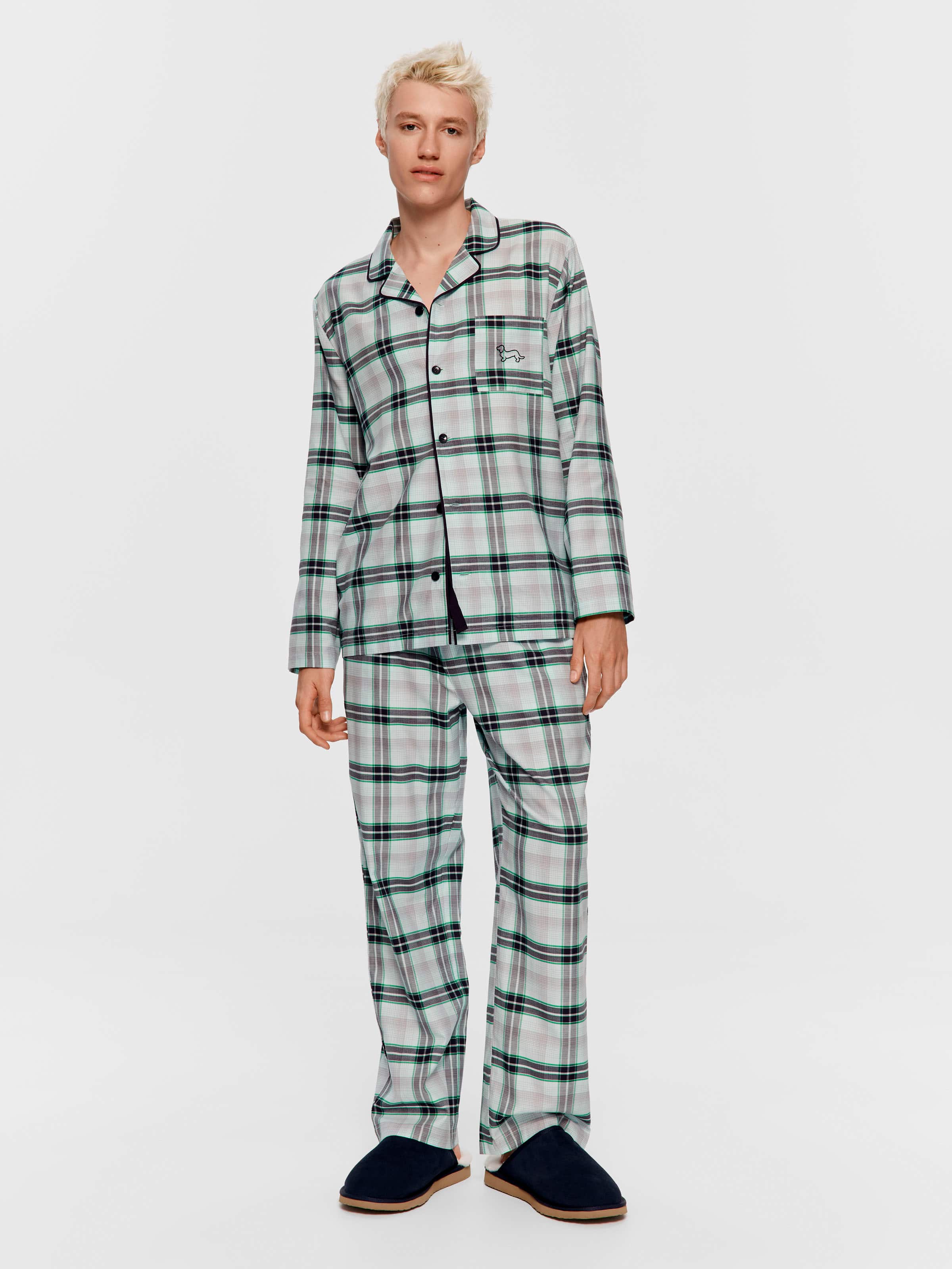 Green Check Long Sleeve Pj Set