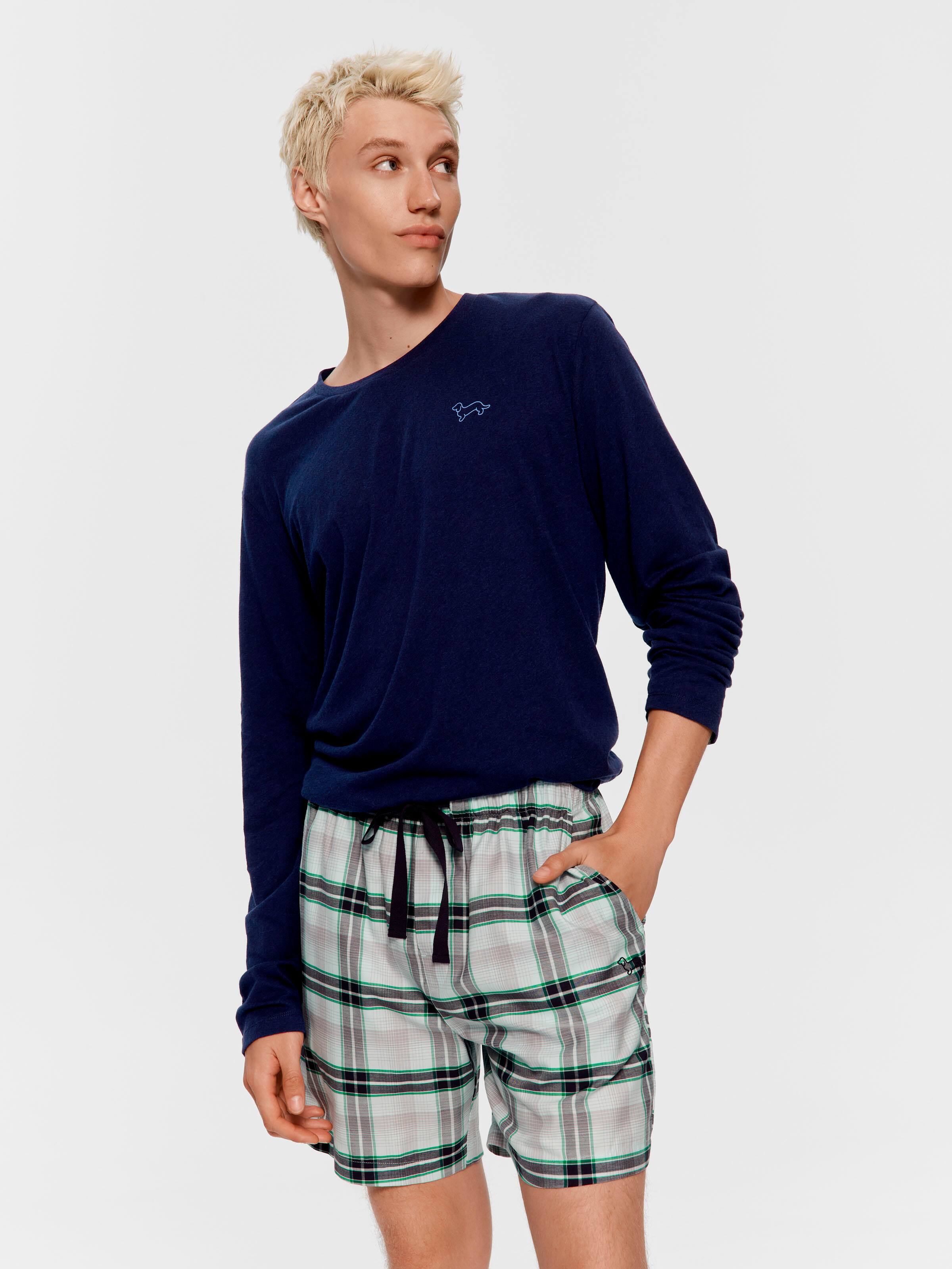 Green Check 100% Cotton Mid Short