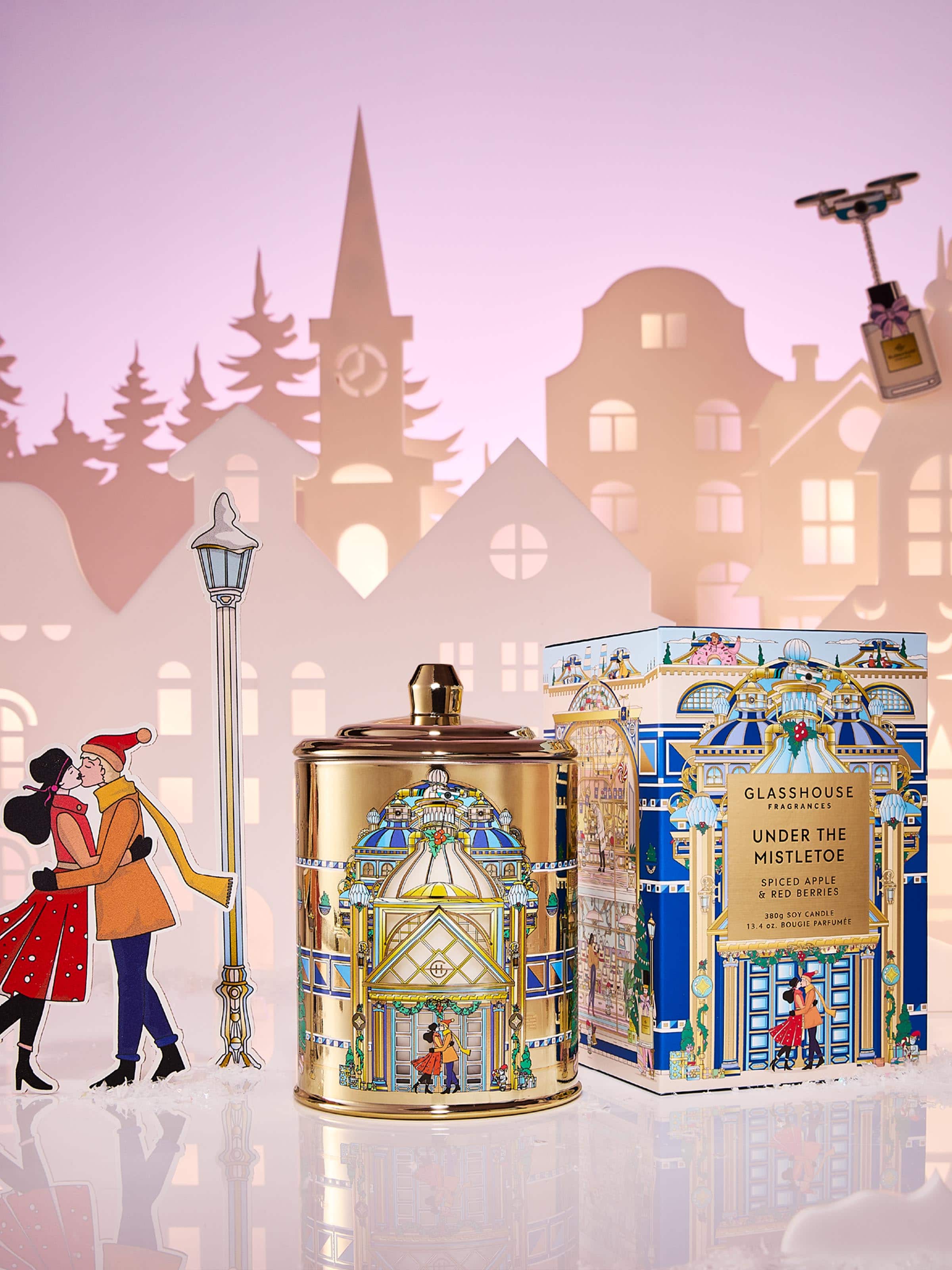 Glasshouse Fragrances Limited Edition Under The Mistletoe Christmas 380G Candle