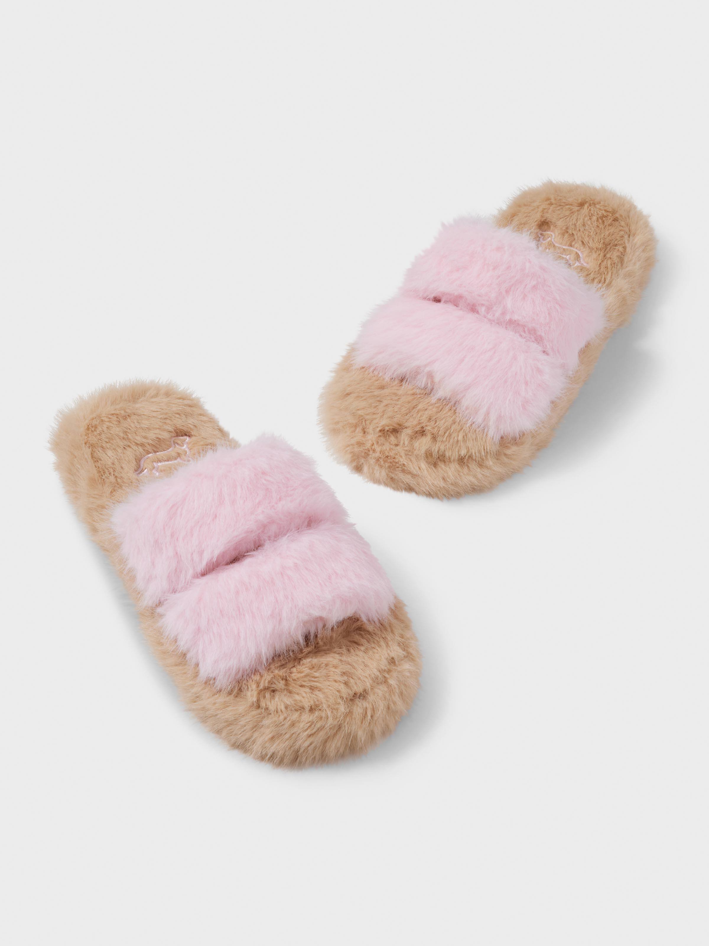 Girls Fluffy Strap Slide