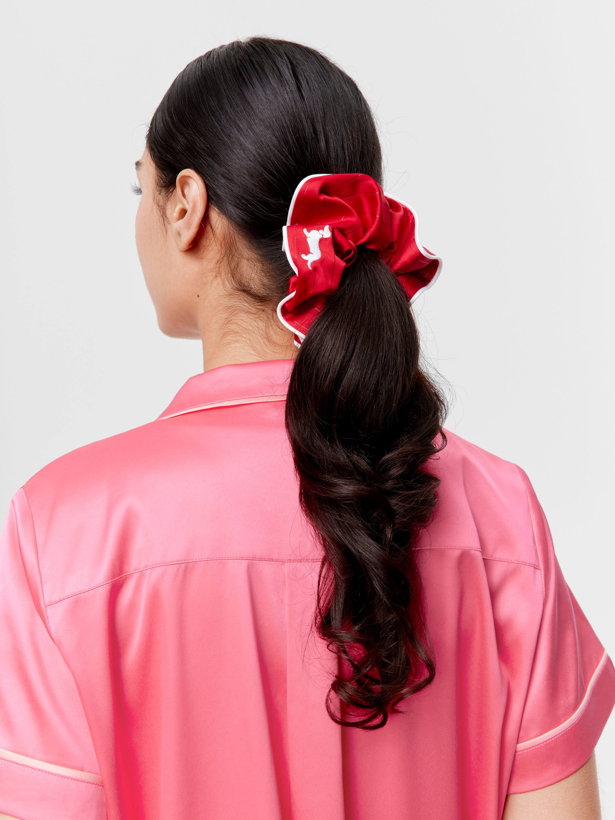Red Lurex Satin Scrunchie