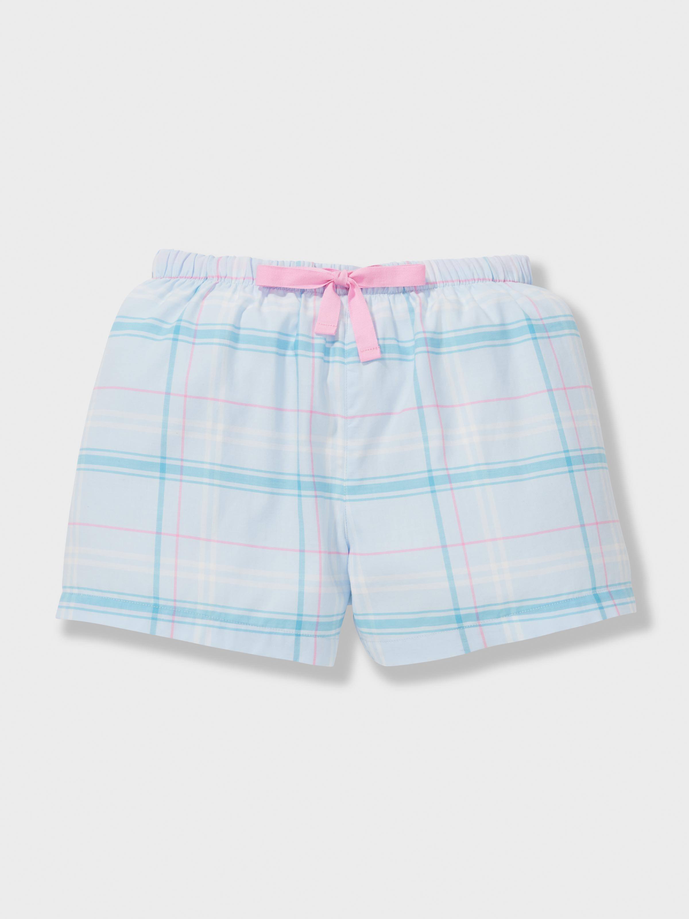 Girls Blue Check Short Pj Set
