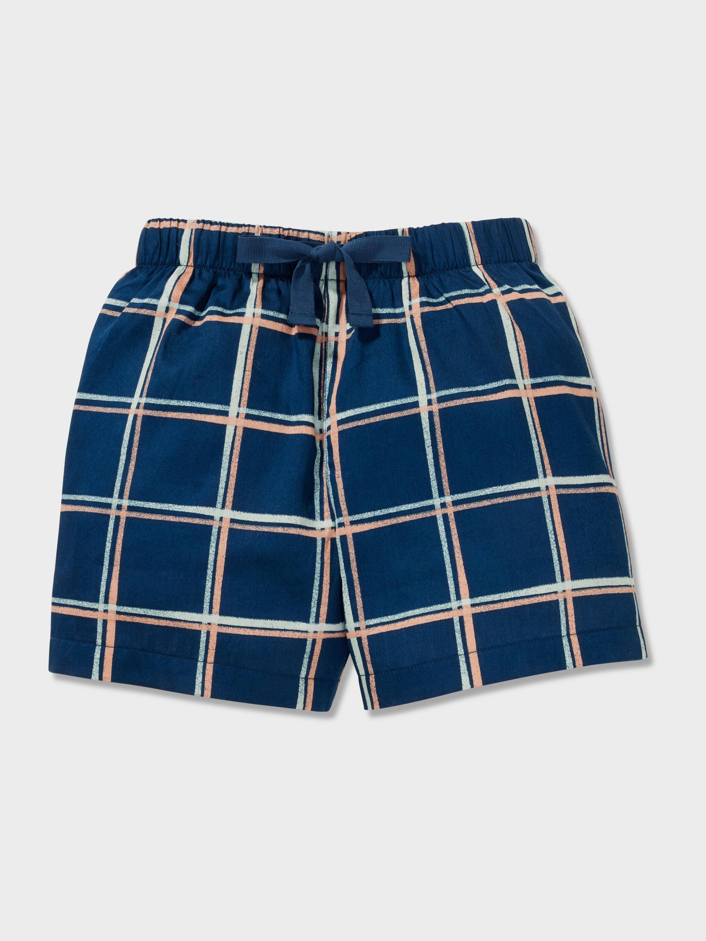 Jnr Boys Windowpane Check Short Pj Set