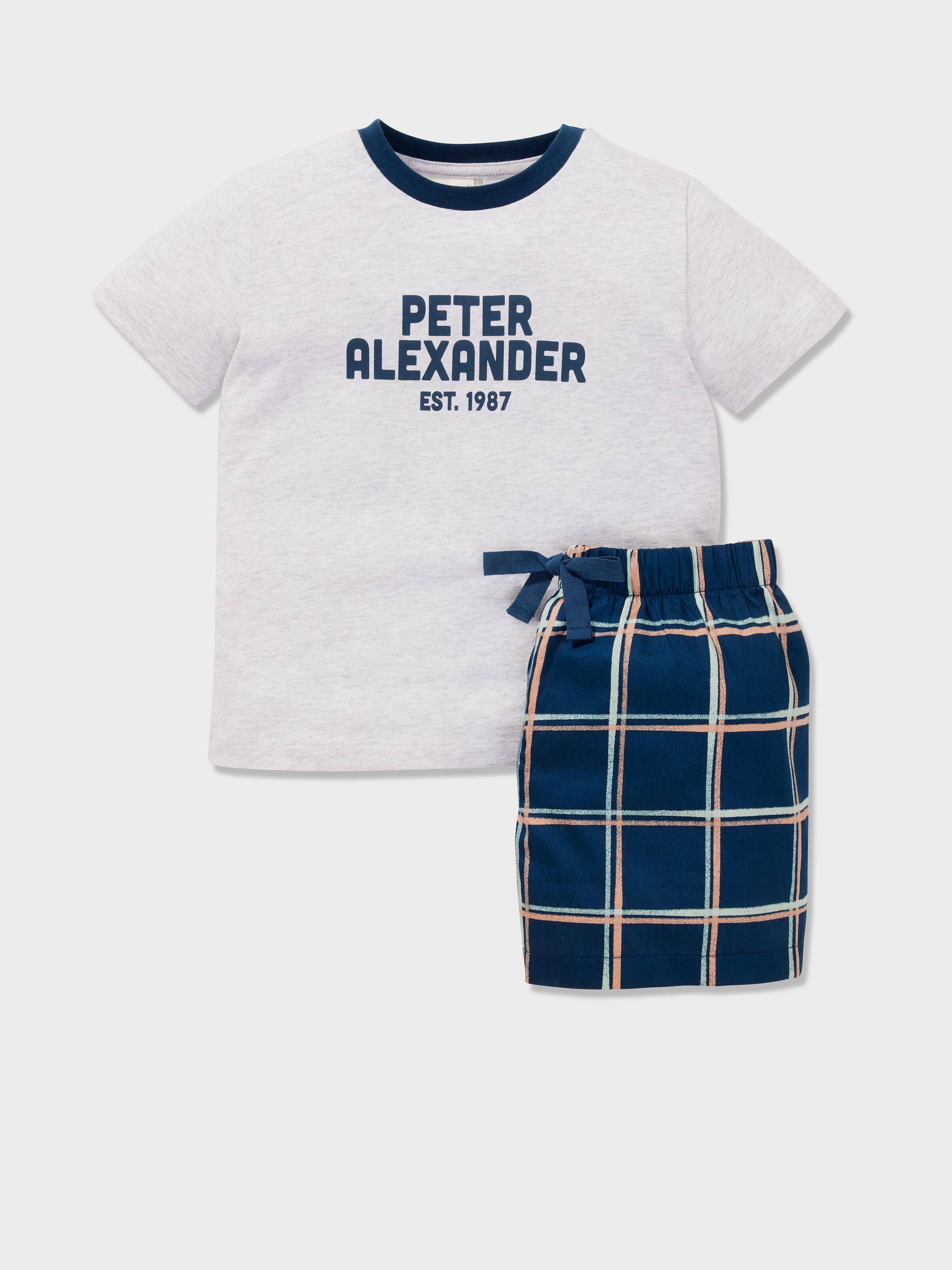 Jnr Boys Windowpane Check Short Pj Set