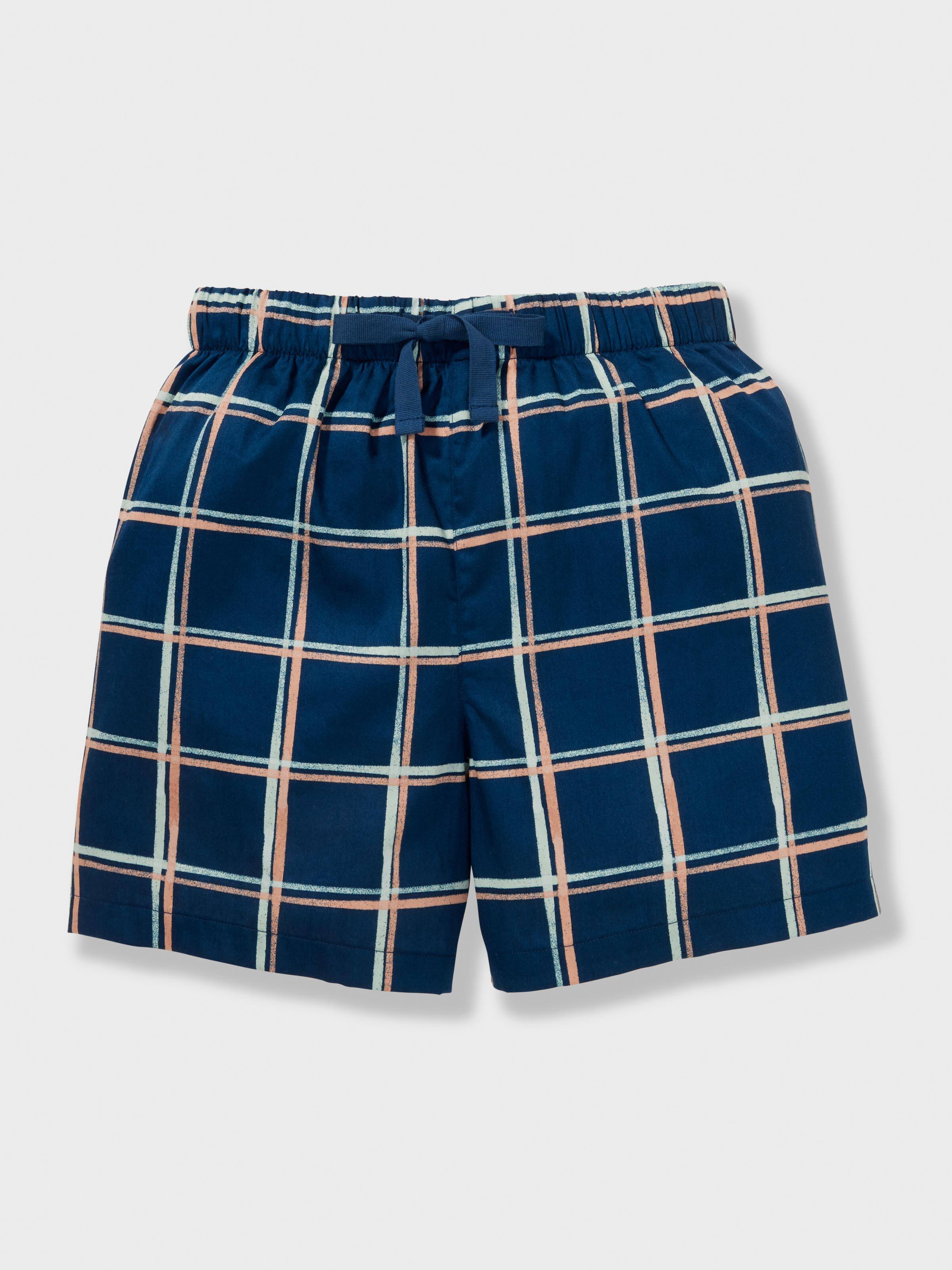 Boys Navy Windowpane Check Short Pj Set