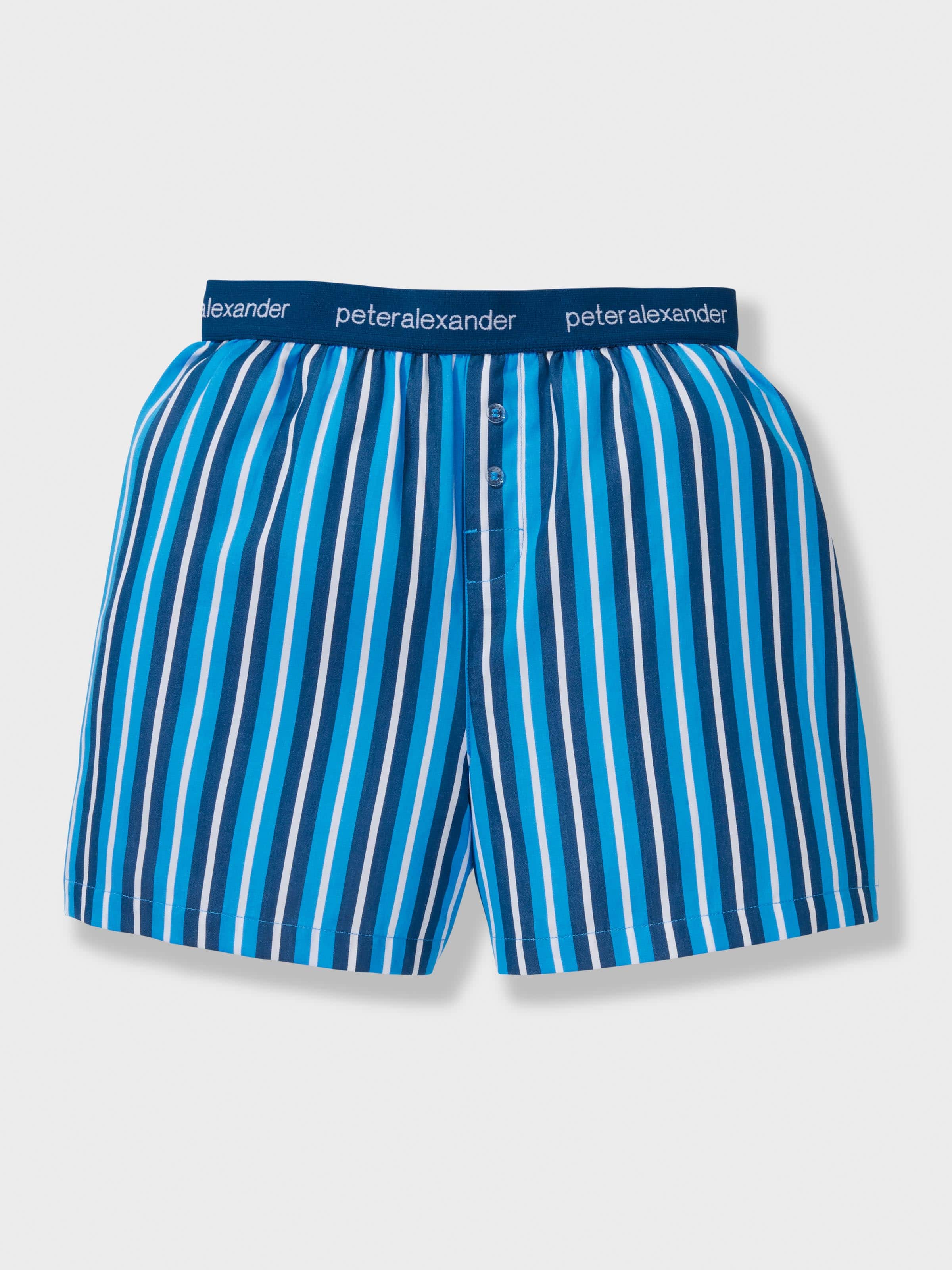 Boys 100% Cotton Striped Boxer Short Pj Set