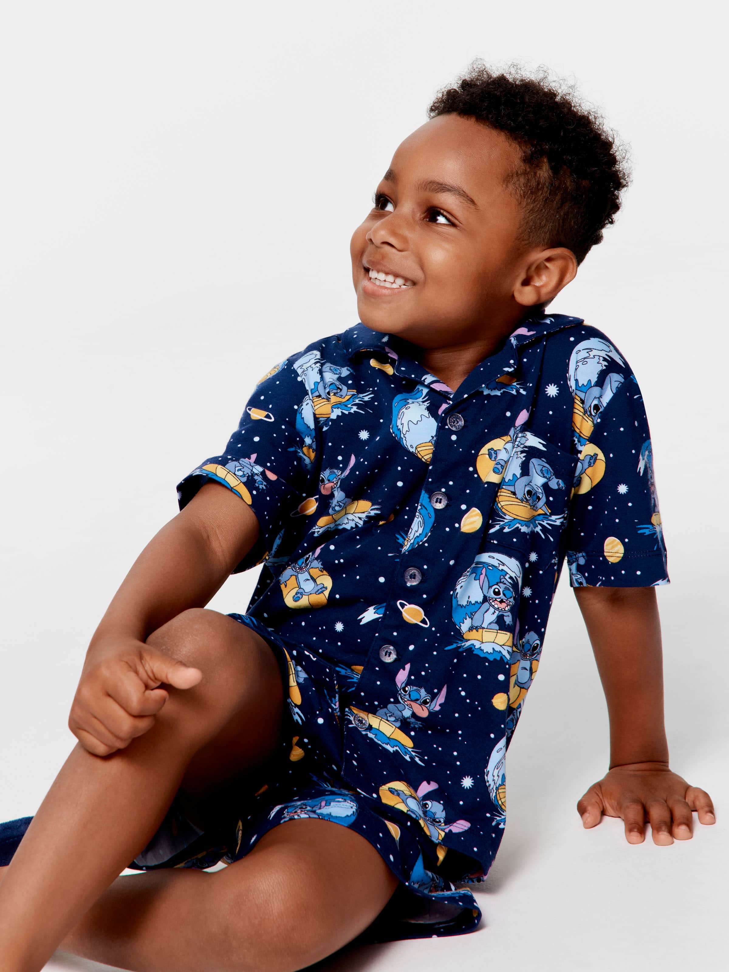 Jnr Boys Disney Stitch In Space Short Pj Set