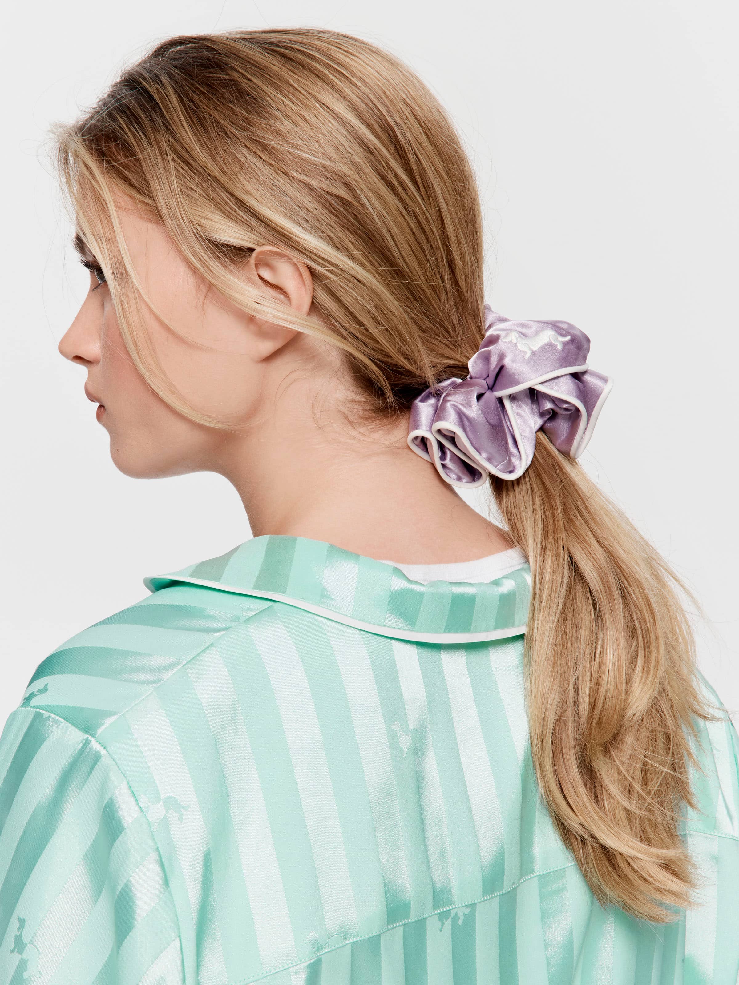 Large Lilac Satin Scrunchie