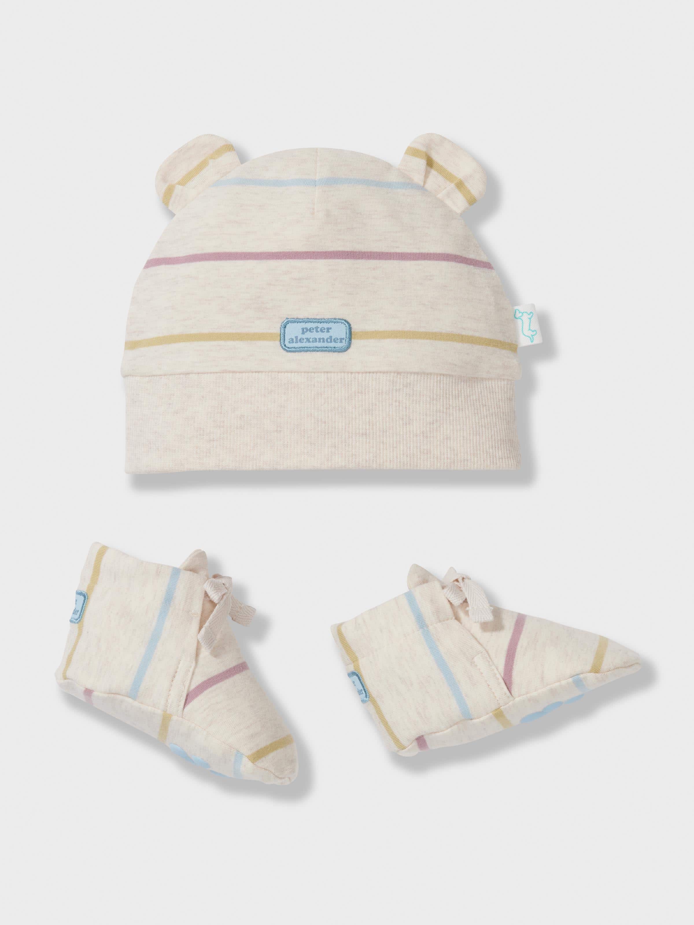 Baby Organics Striped Baby Beanie & Bootie Set