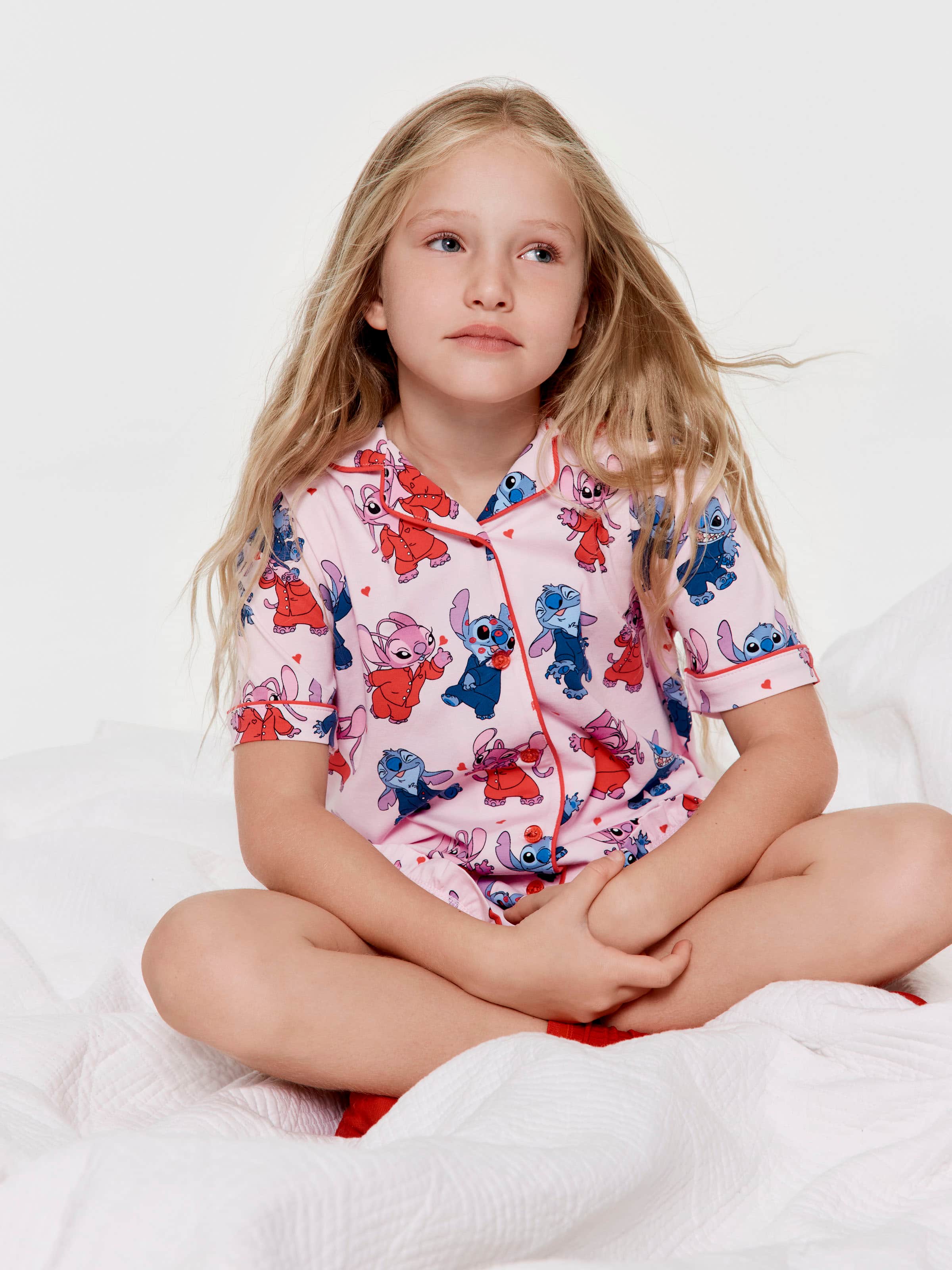 Girls Disney Stitch & Angel Classic Shortie Pj Set