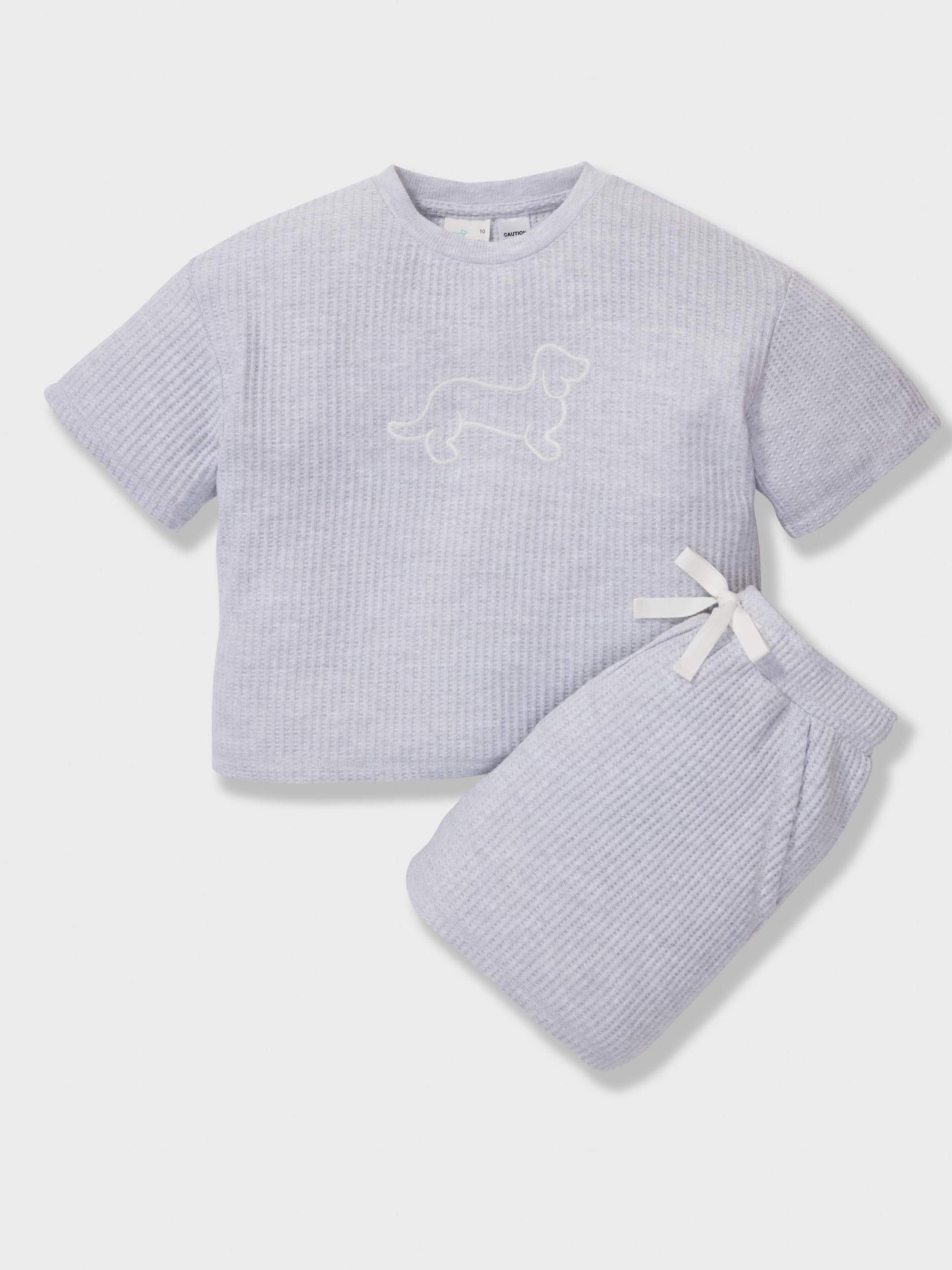 Girls Waffle Short Pj Set