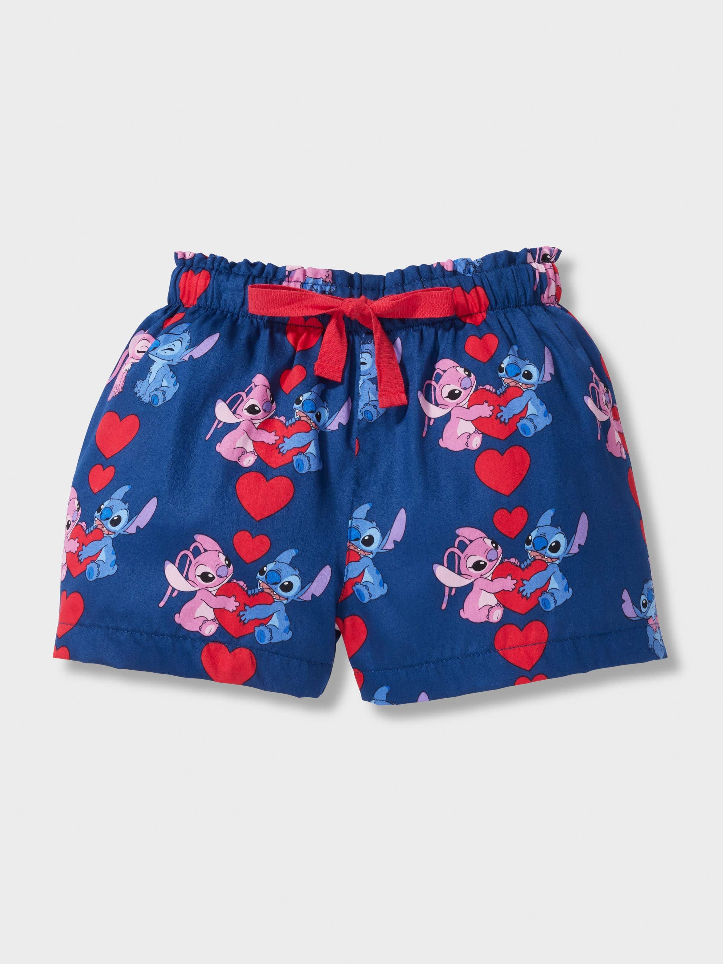Jnr Girls Disney Stitch & Angel 100% Cotton Short Pj Set