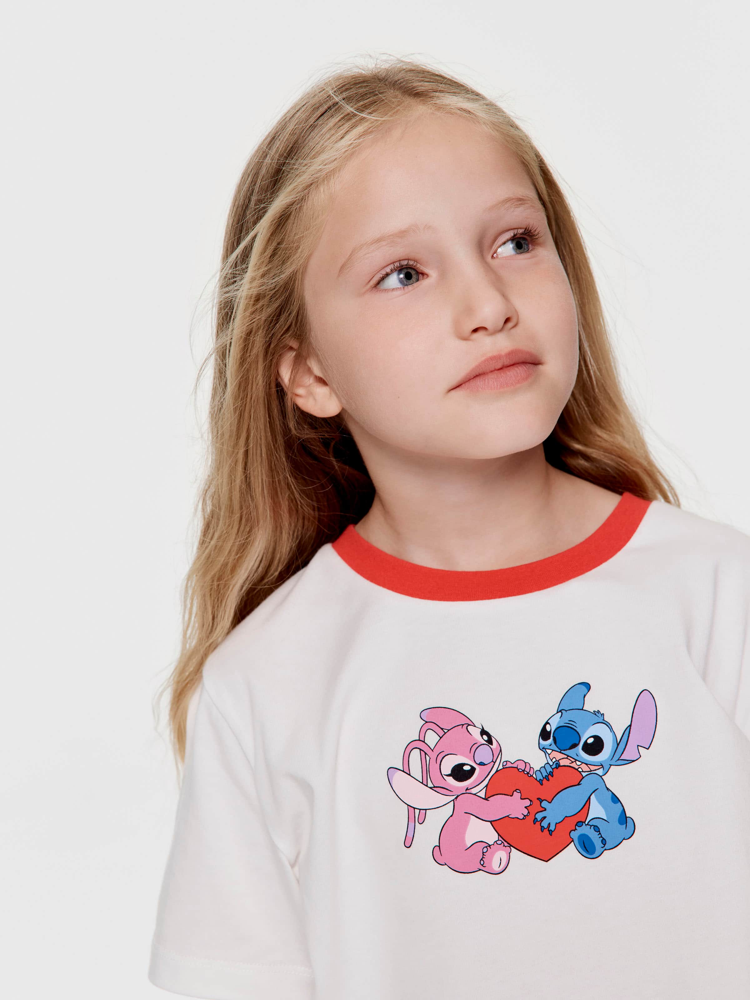 Girls Disney Stitch & Angel 100% Cotton Short Pj Set