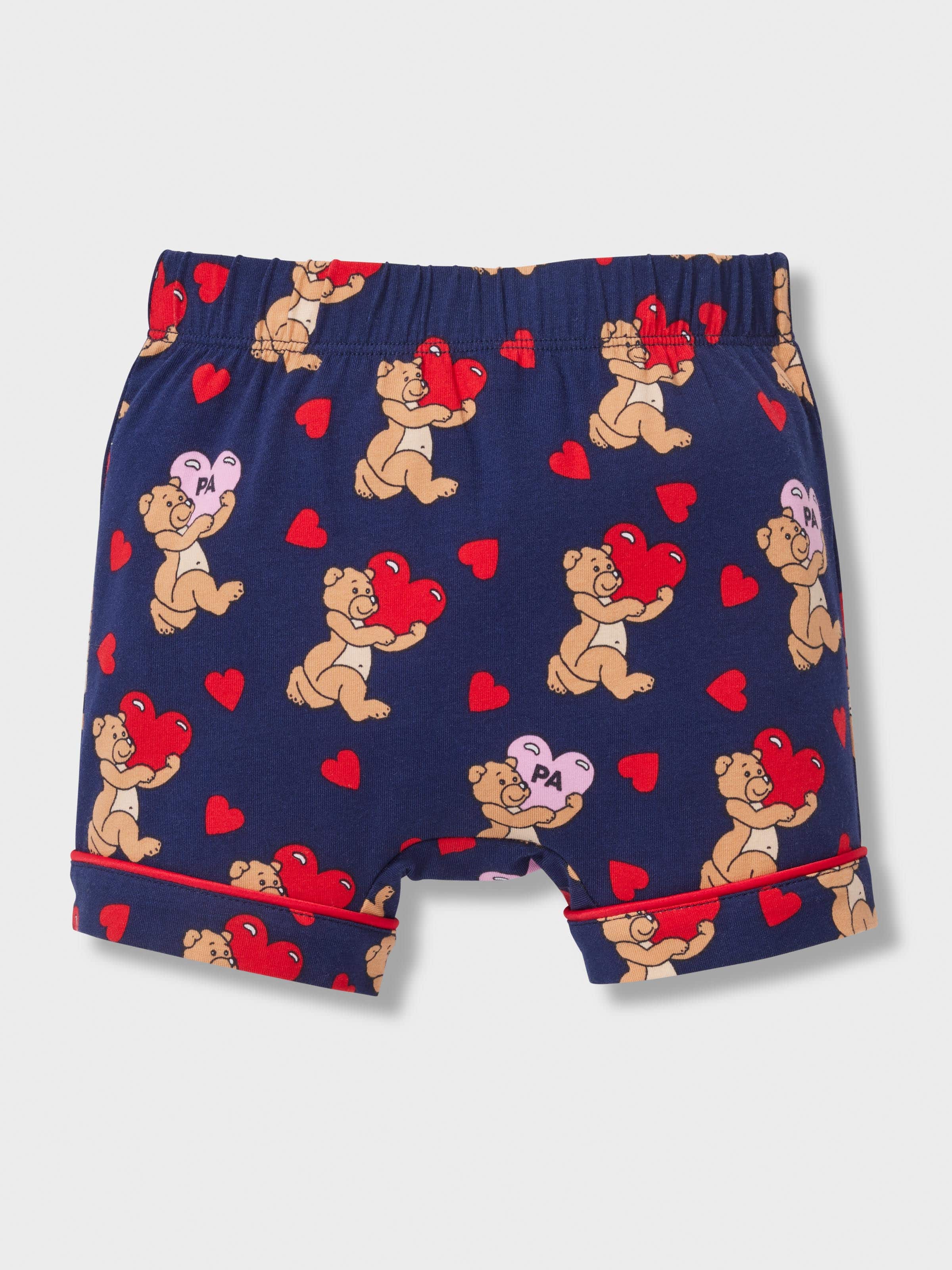 Baby Girl Teddy Bear Hearts Classic Shortie Pj Set
