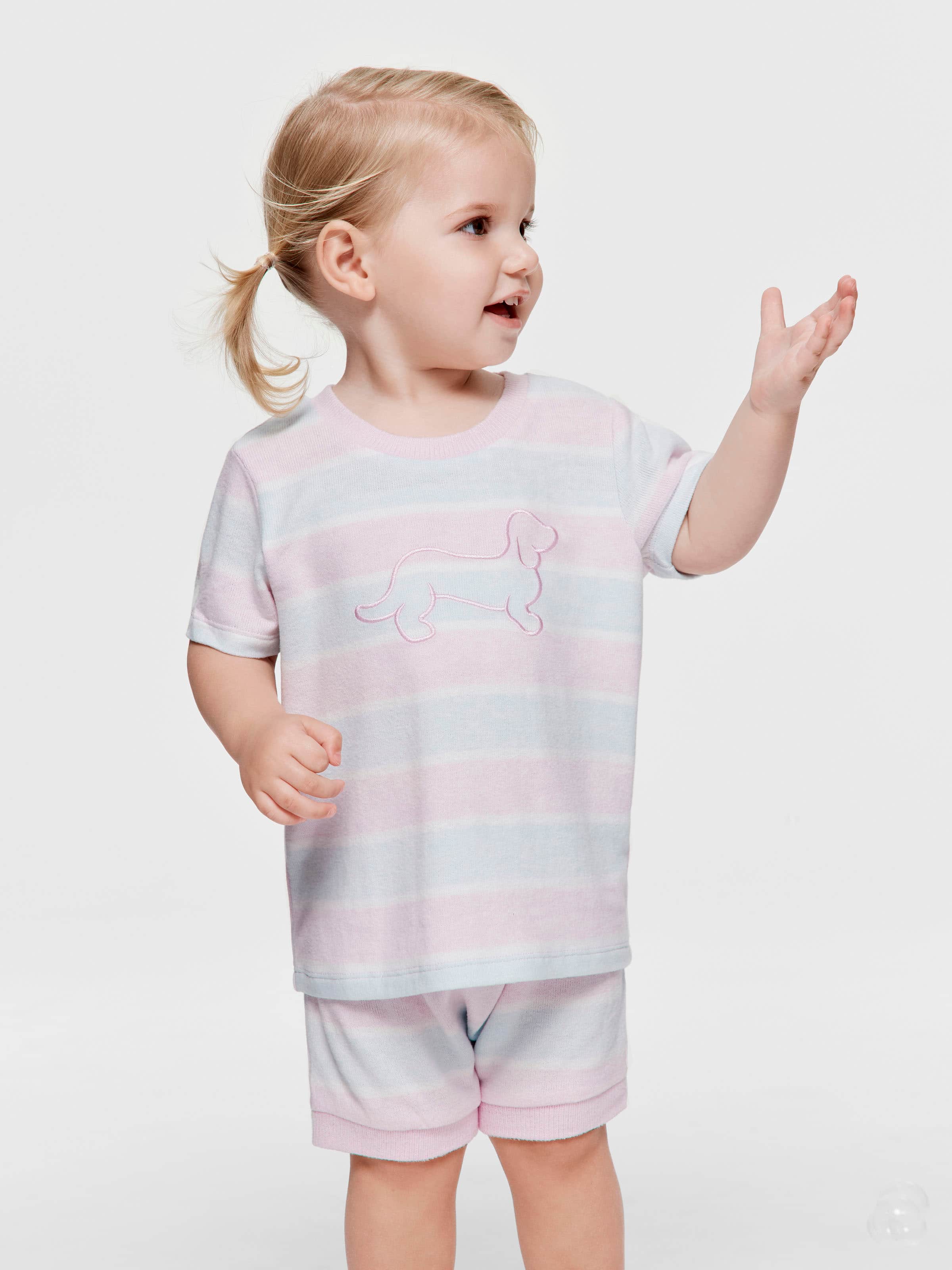 Baby Pastel Stripes Fuzzy Short Pj Set