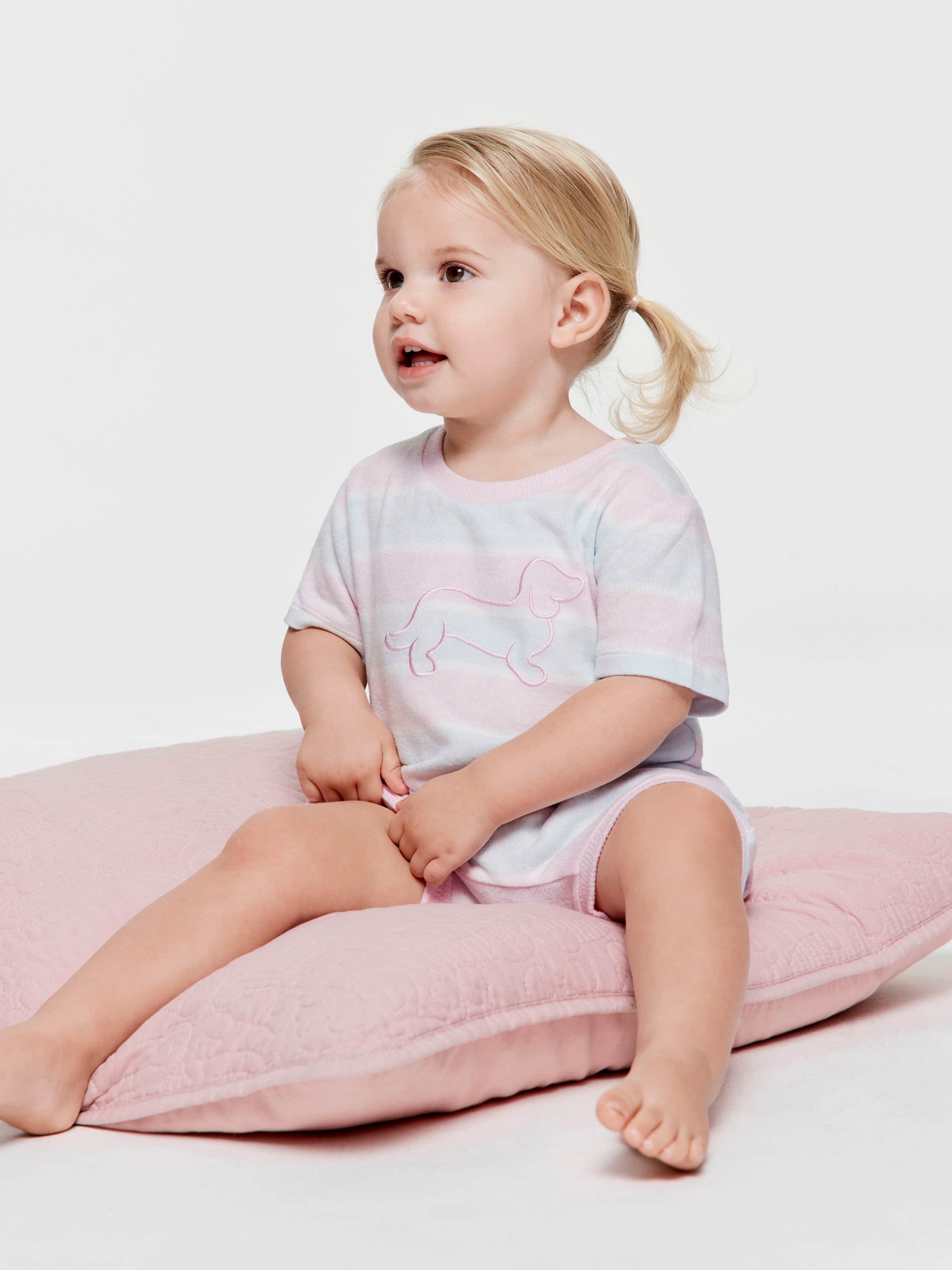 Baby Pastel Stripes Fuzzy Short Pj Set