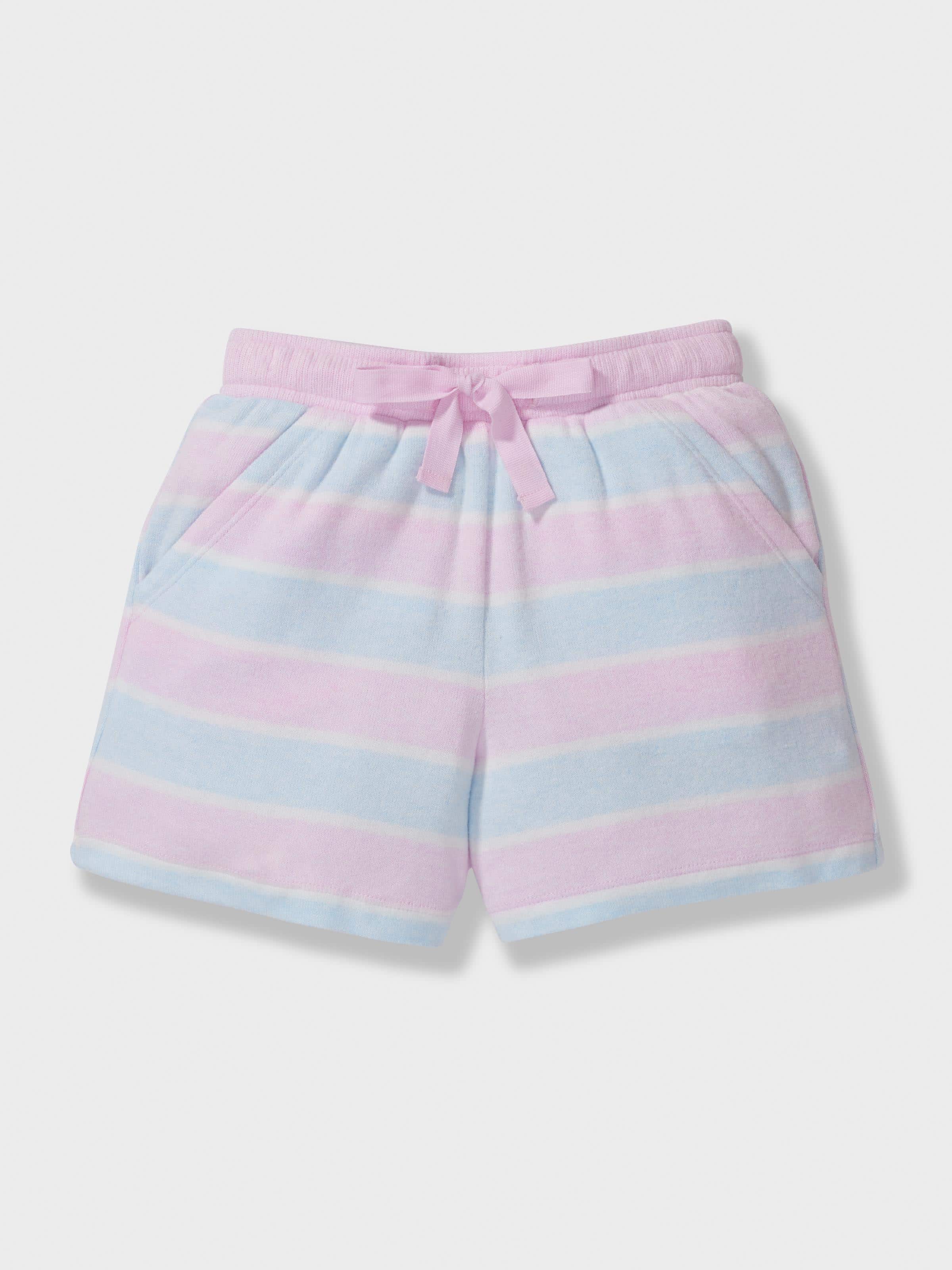 Jnr Girls Pastel Stripes Short Fuzzy Pj Set