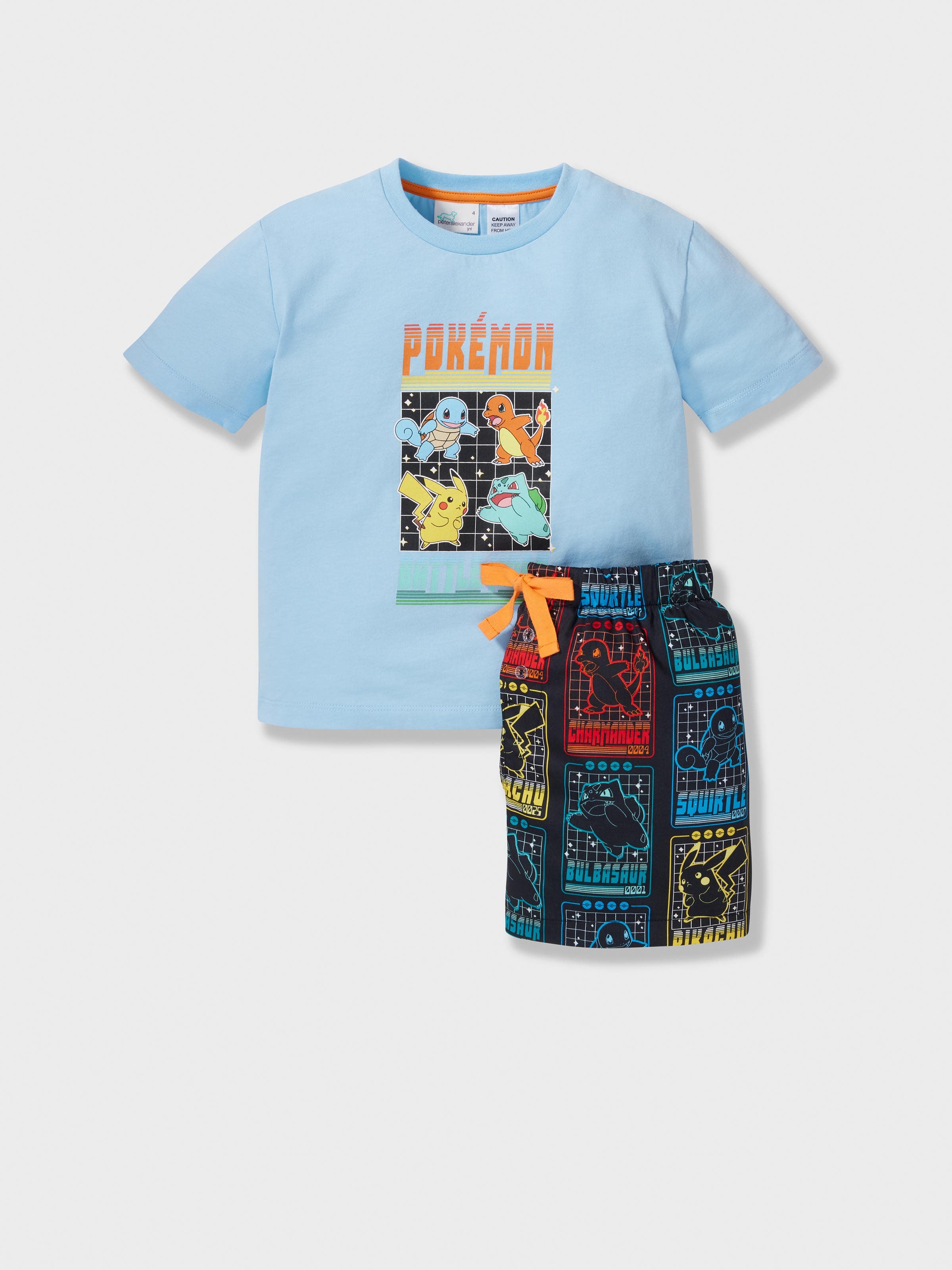 Jnr Boys Pokemon Battle 100% Cotton Short Pj Set