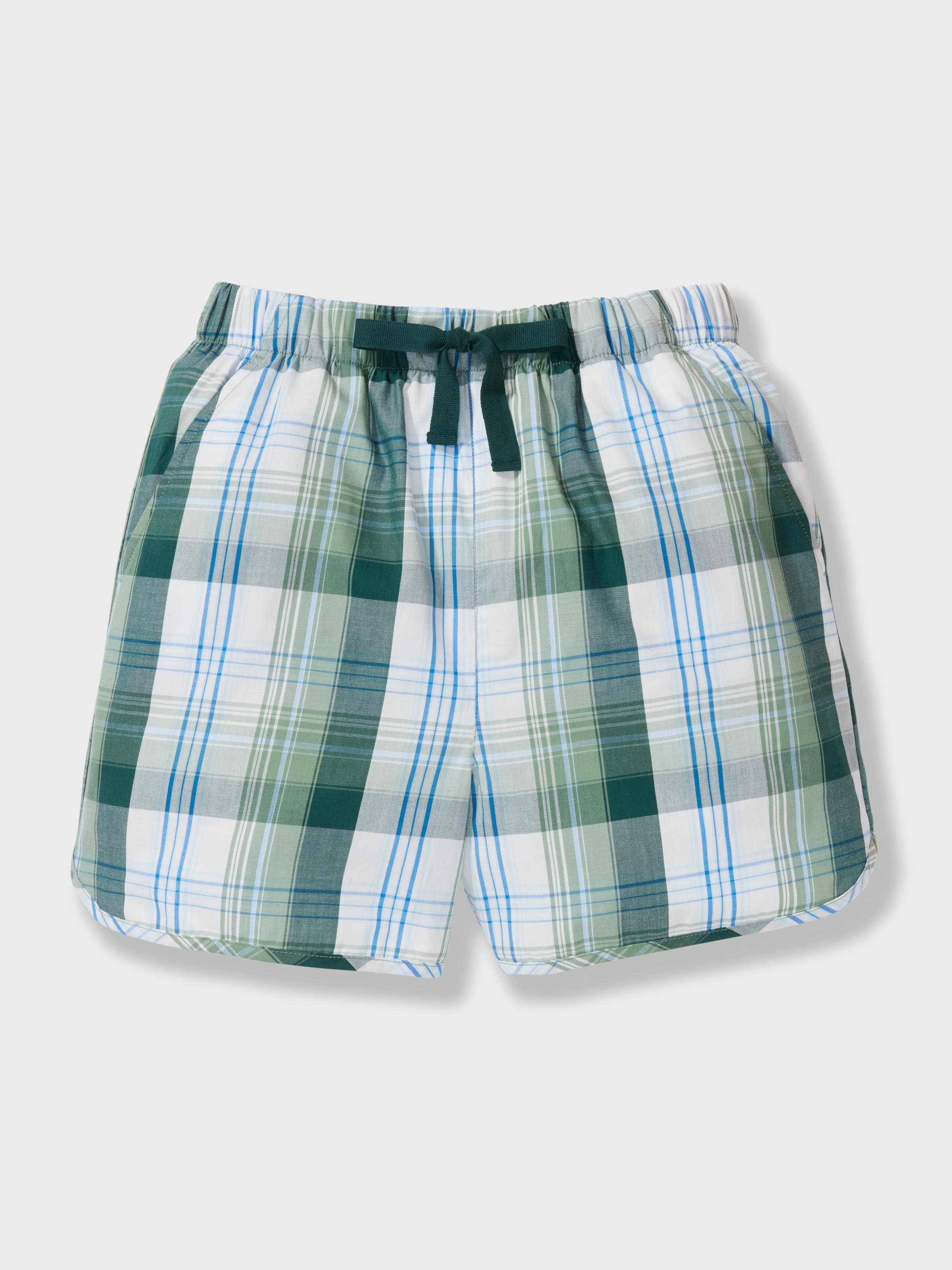 Boys Green Check 100% Cotton Short Pj Set