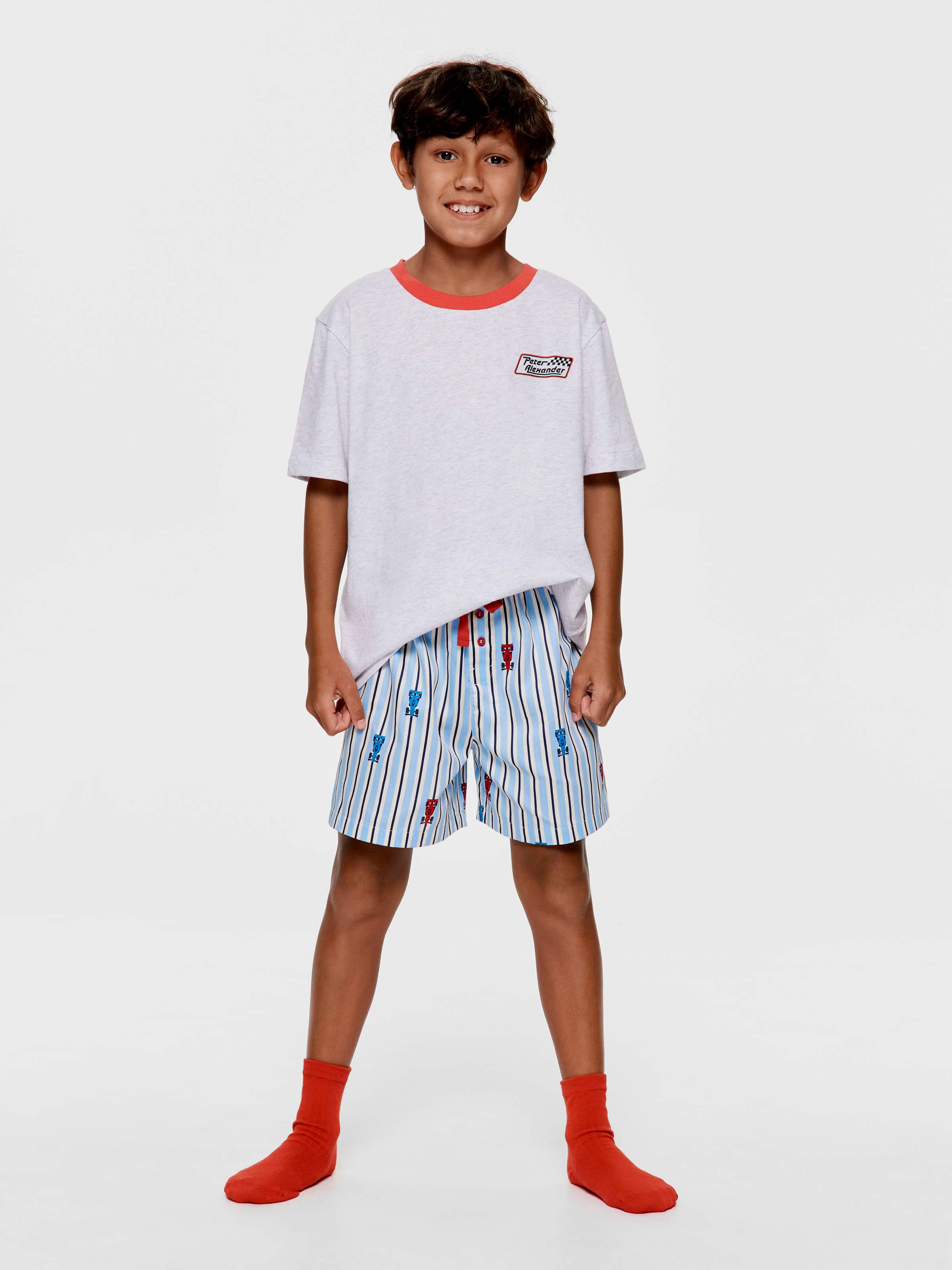 Boys Racing Stripe 100% Cotton Short Pj Set