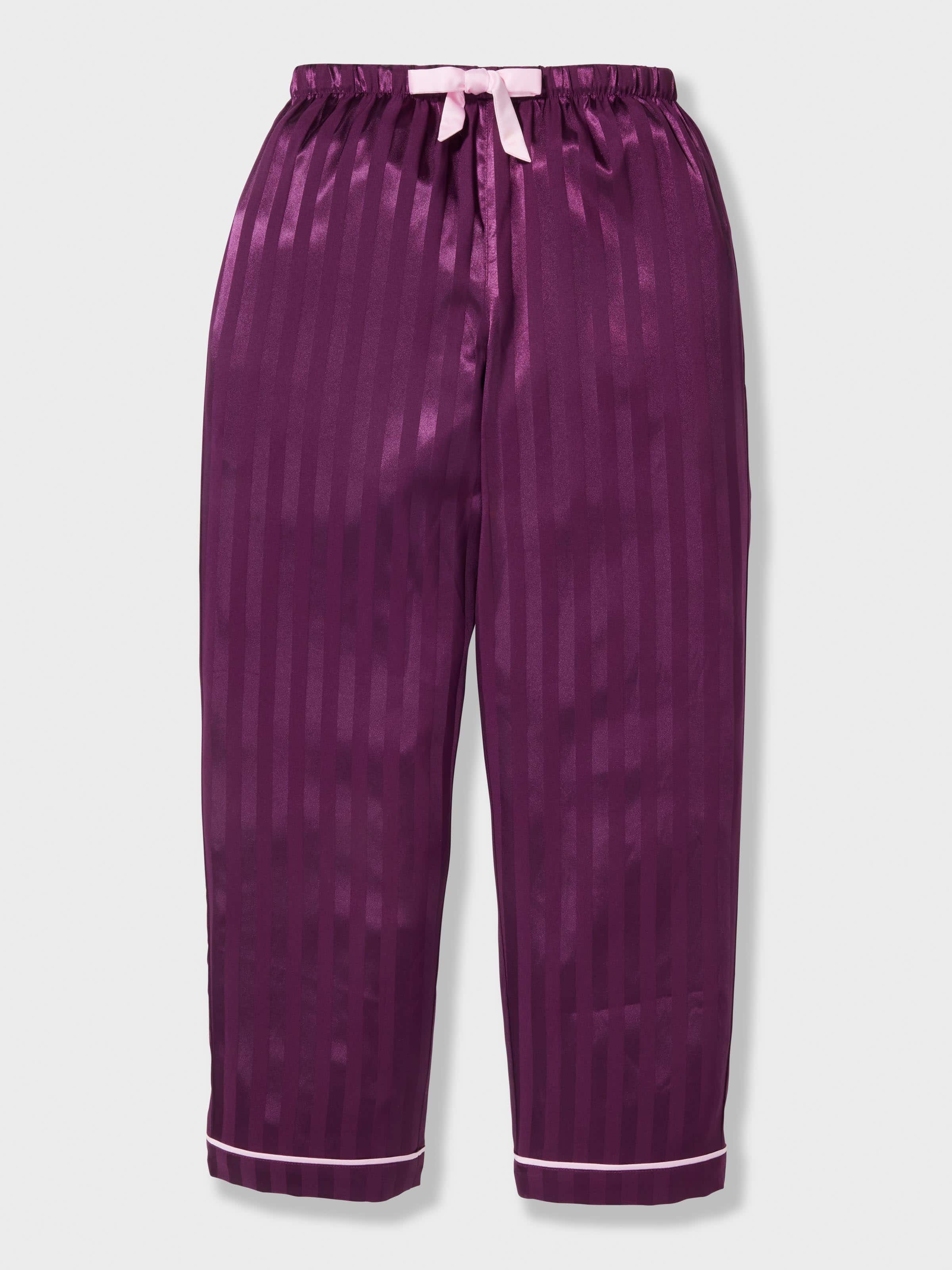 Girls Plum Satin Long Classic Pj Set