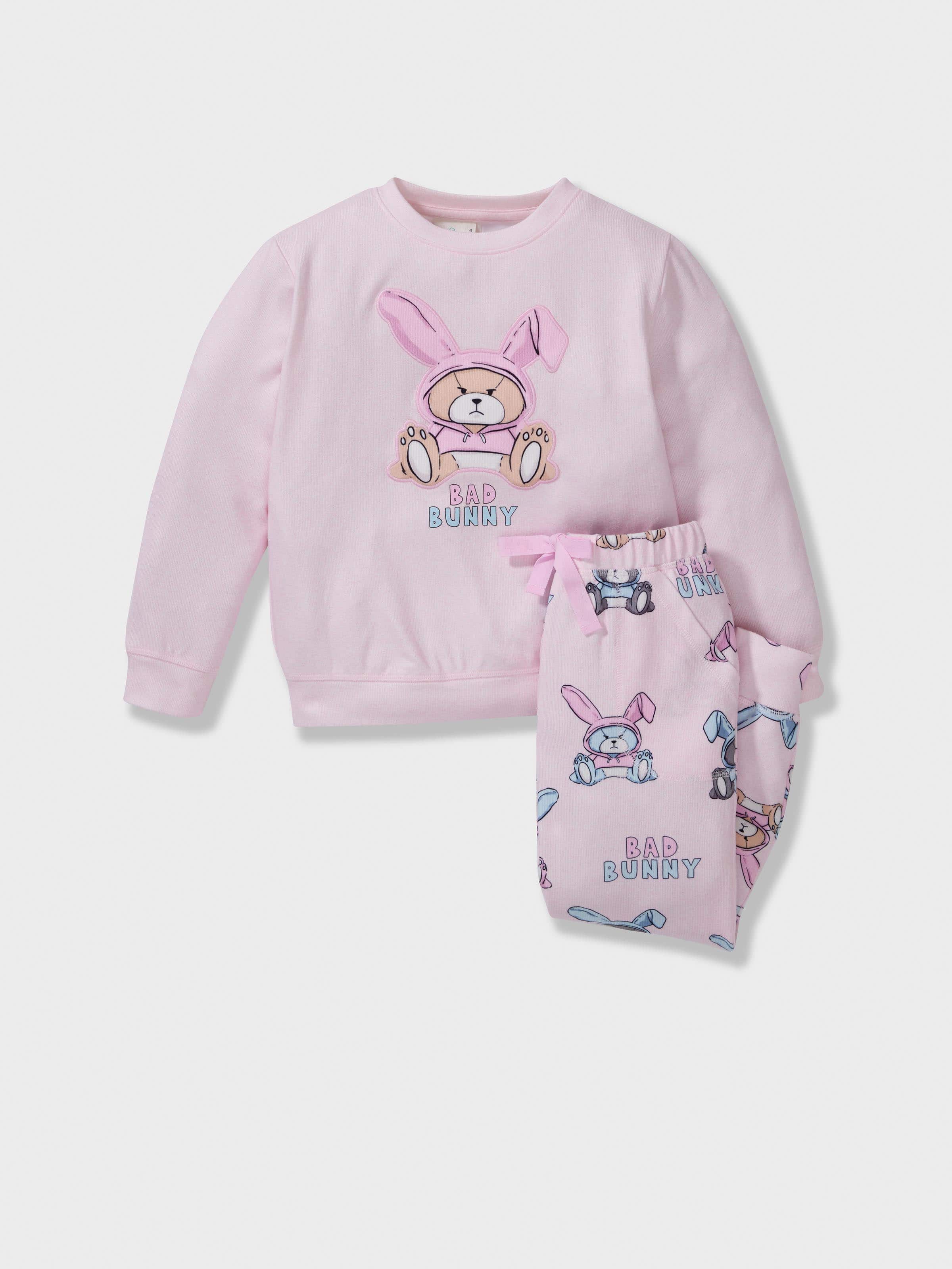 Jnr Girls Bad Bunny Plush Long Pj Set