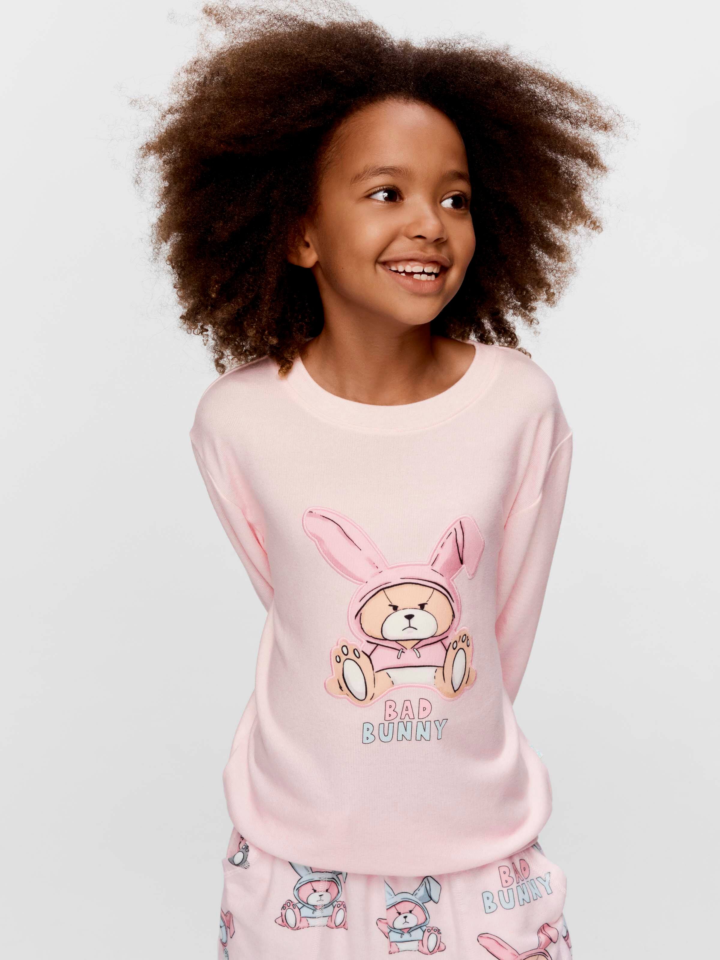 Girls Bad Bunny Plush Long Pj Set