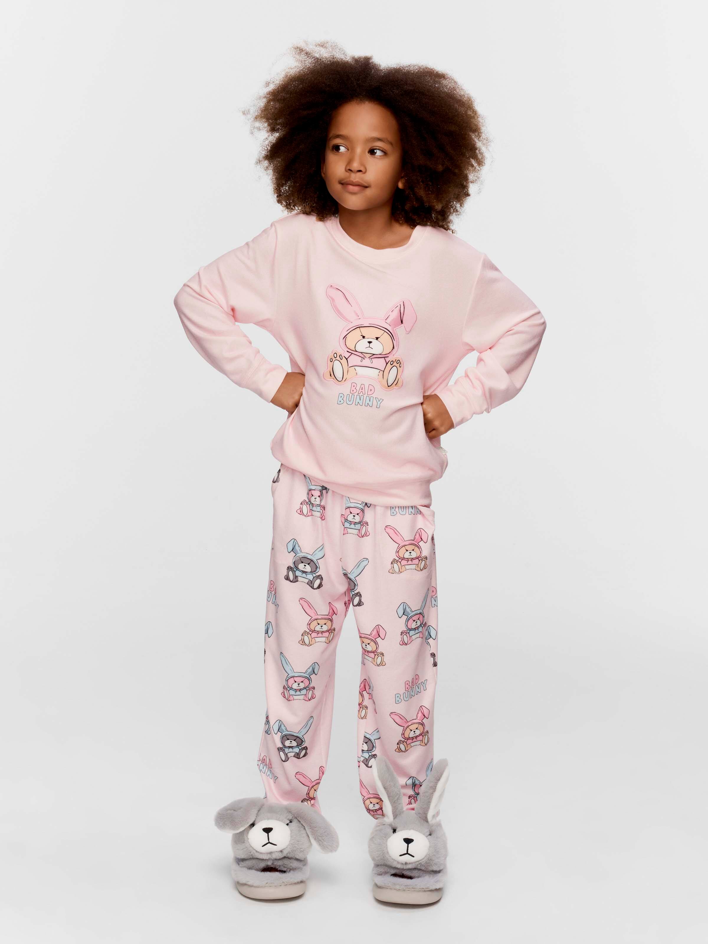 Girls Bad Bunny Plush Long Pj Set