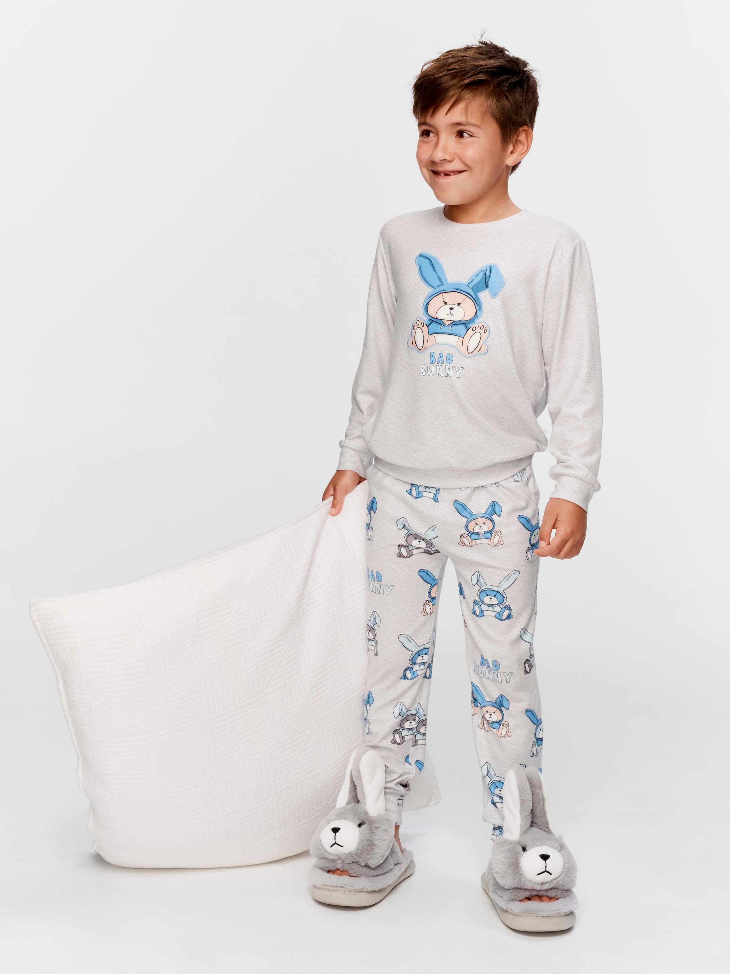 Jnr Boys Bad Bunny Plush Long Pj Set