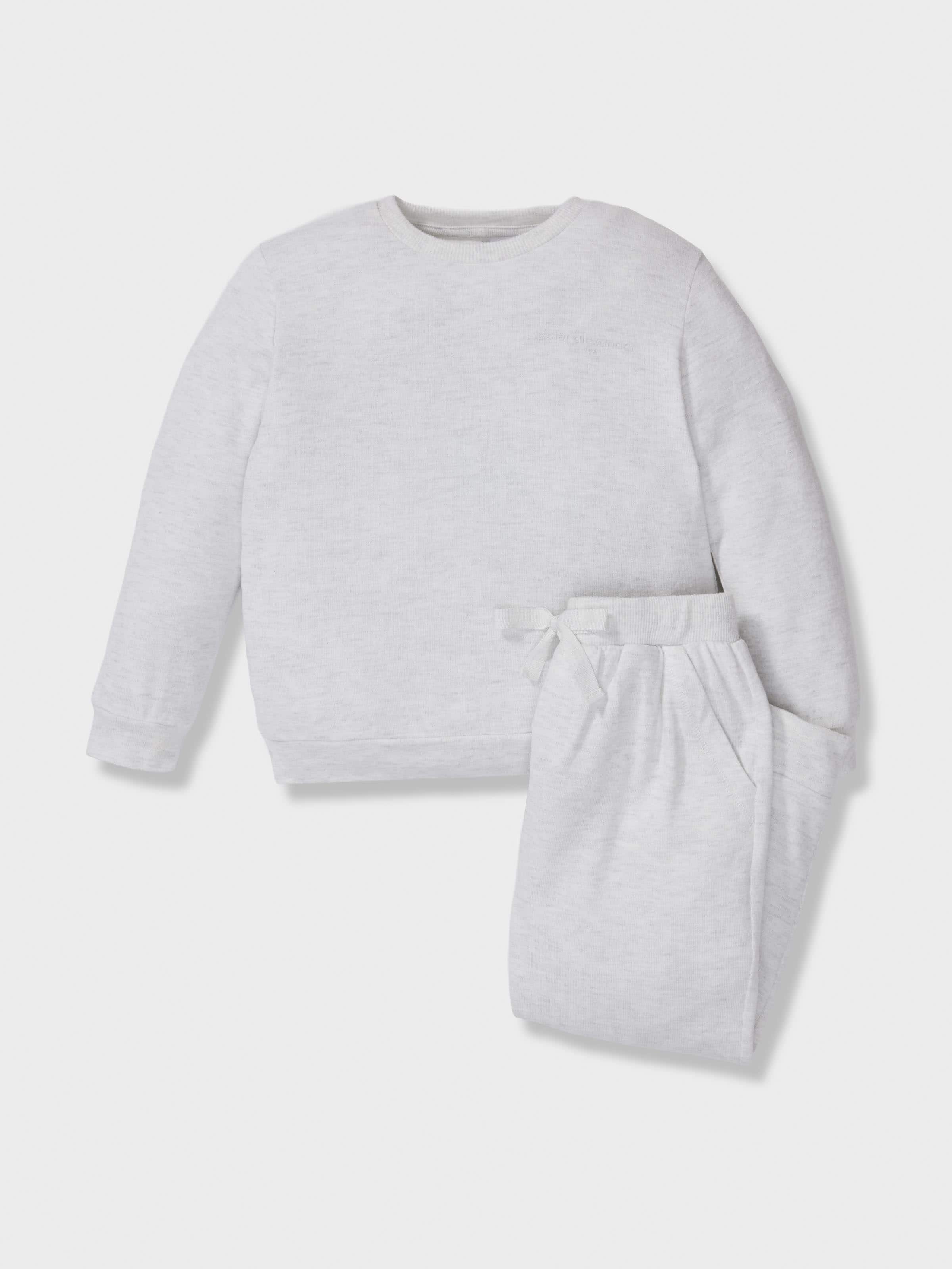 Jnr Kids Stone Grey Fuzzy Long Pj Set