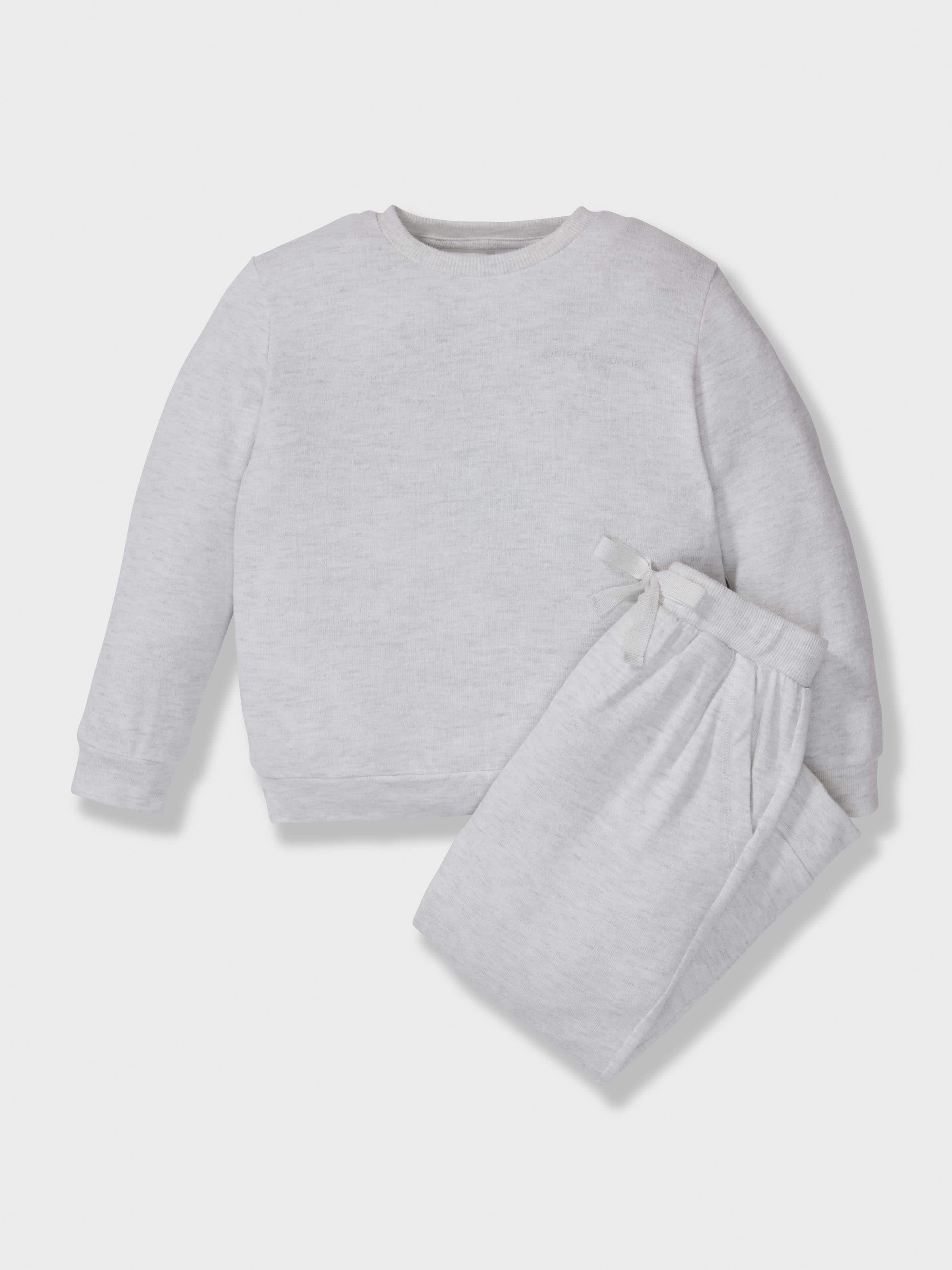 Kids Stone Grey Fuzzy Long Pj Set