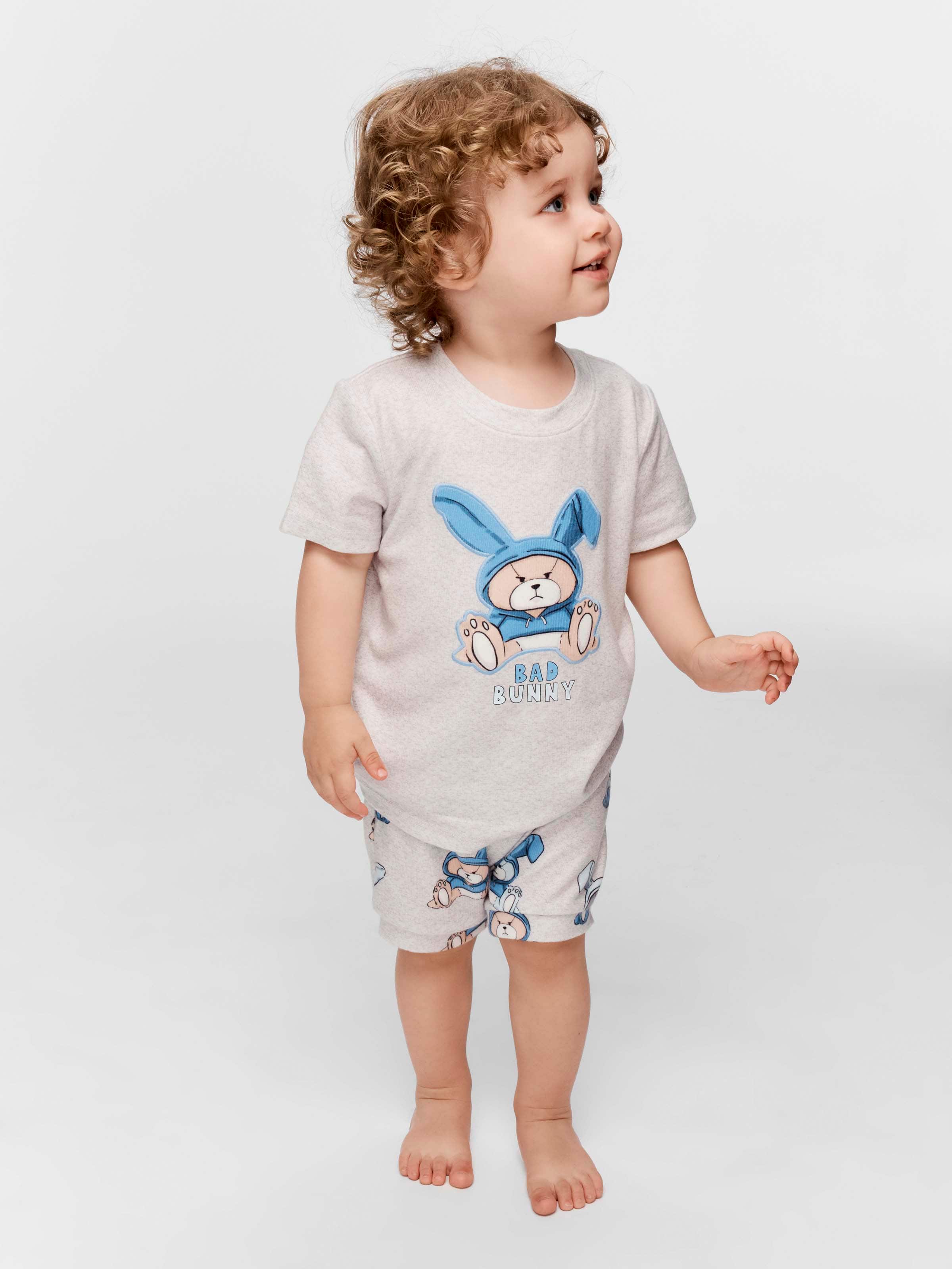 Baby Boy Bad Bunny Plush Short Pj Set