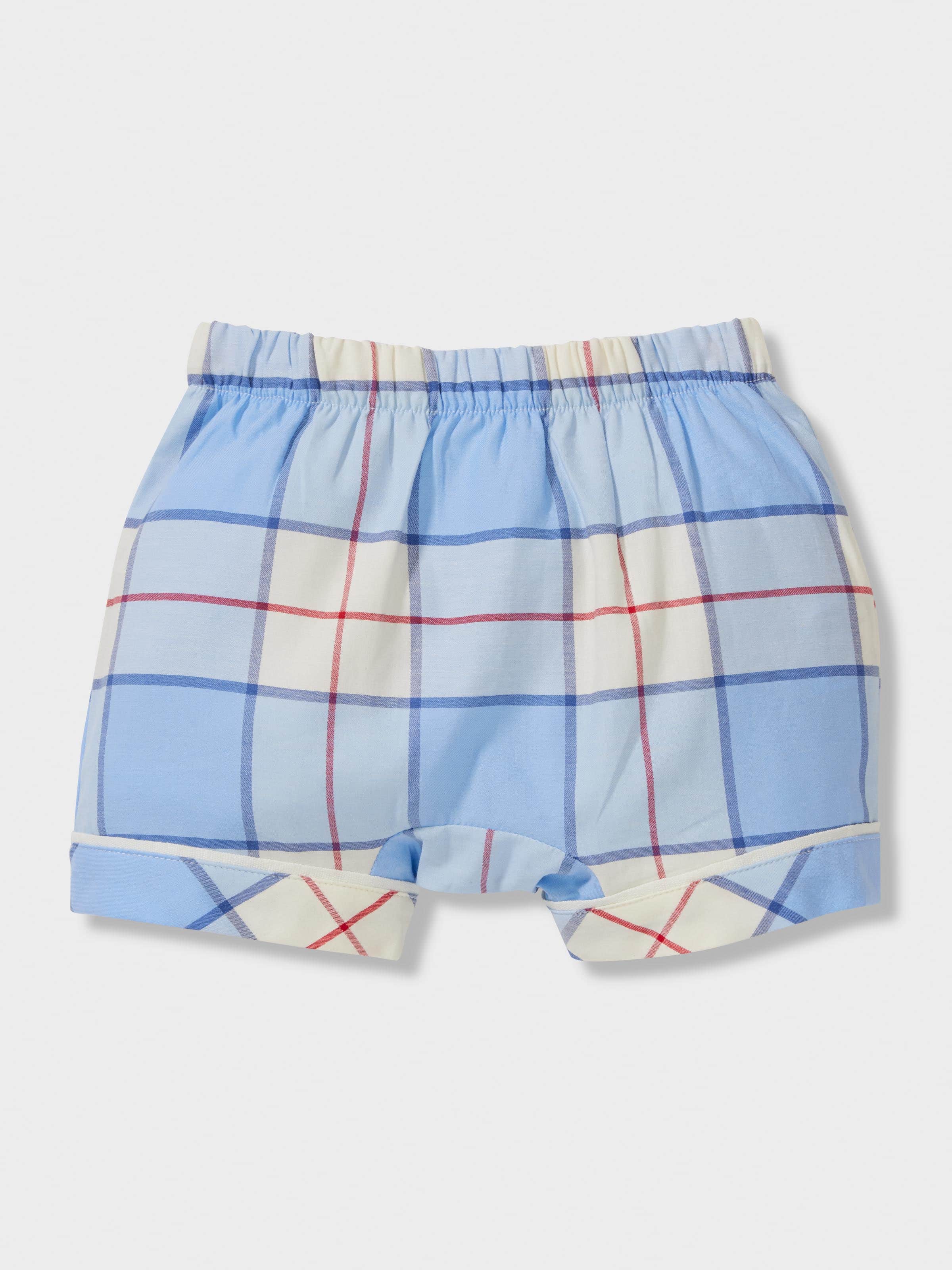 Baby Blue Check 100% Cotton Short Classic Pj Set