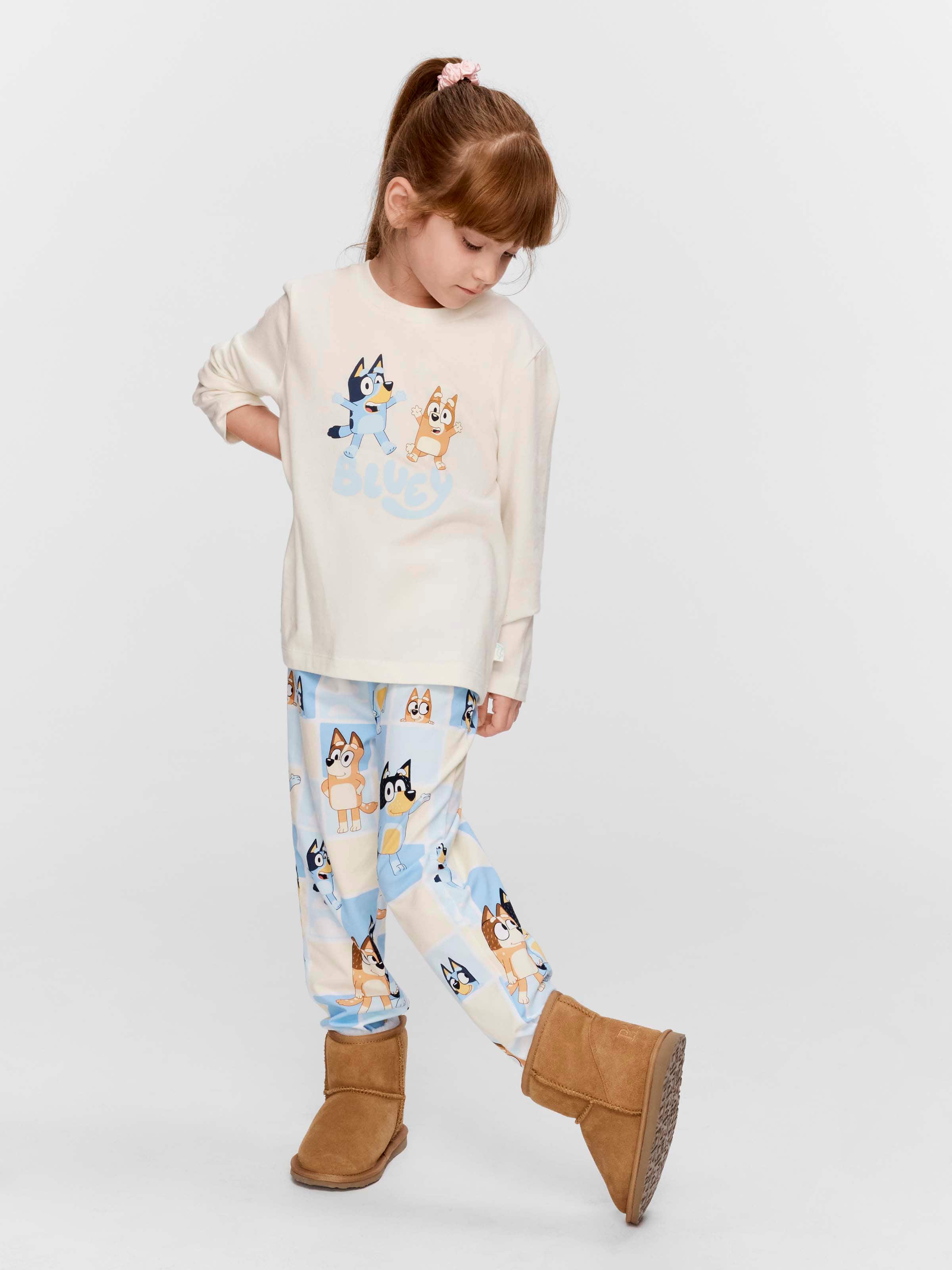 Jnr Kids Bluey Check Long Pj Set