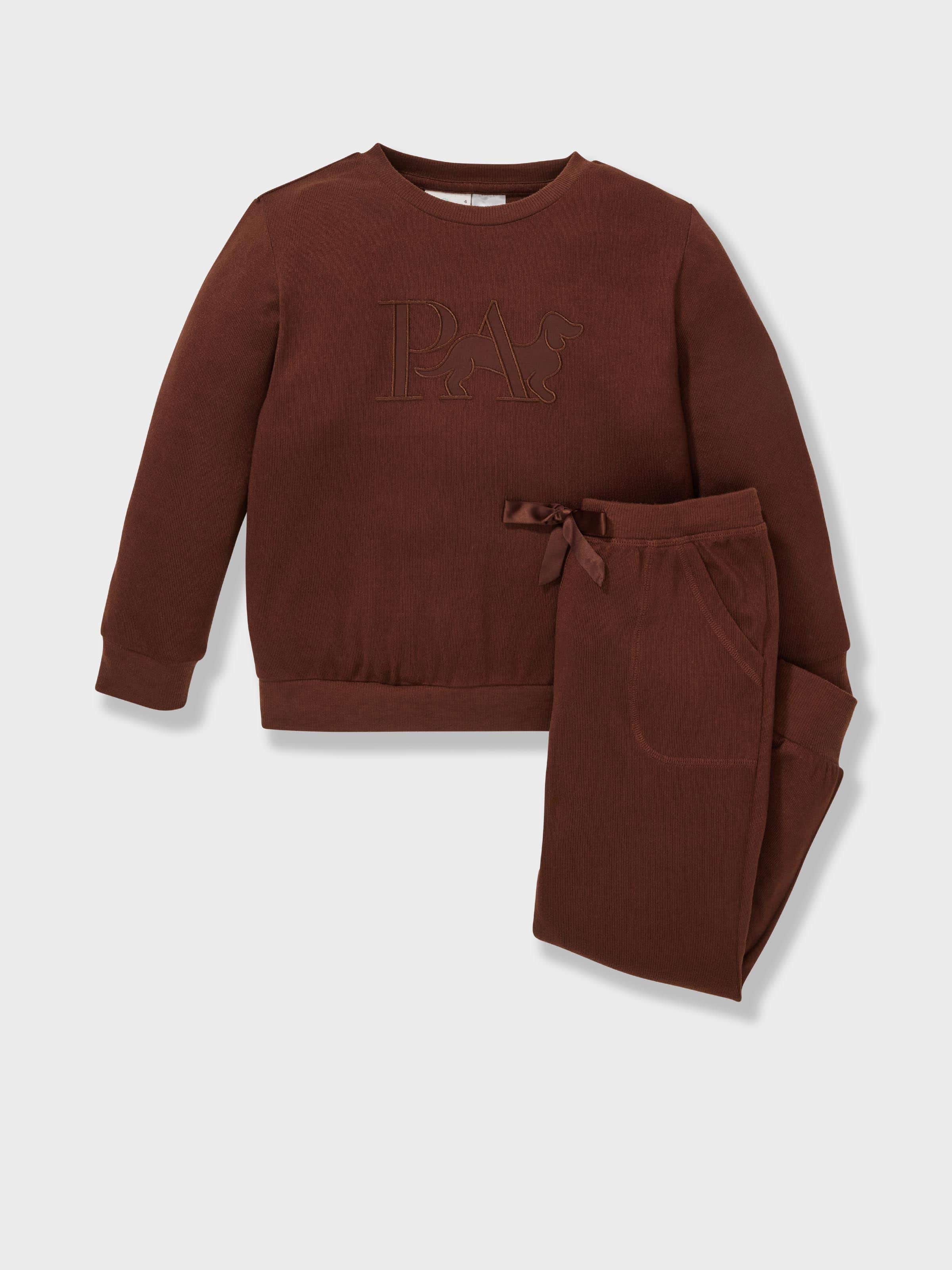 Jnr Kids Chocolate Plush Long Pj Set