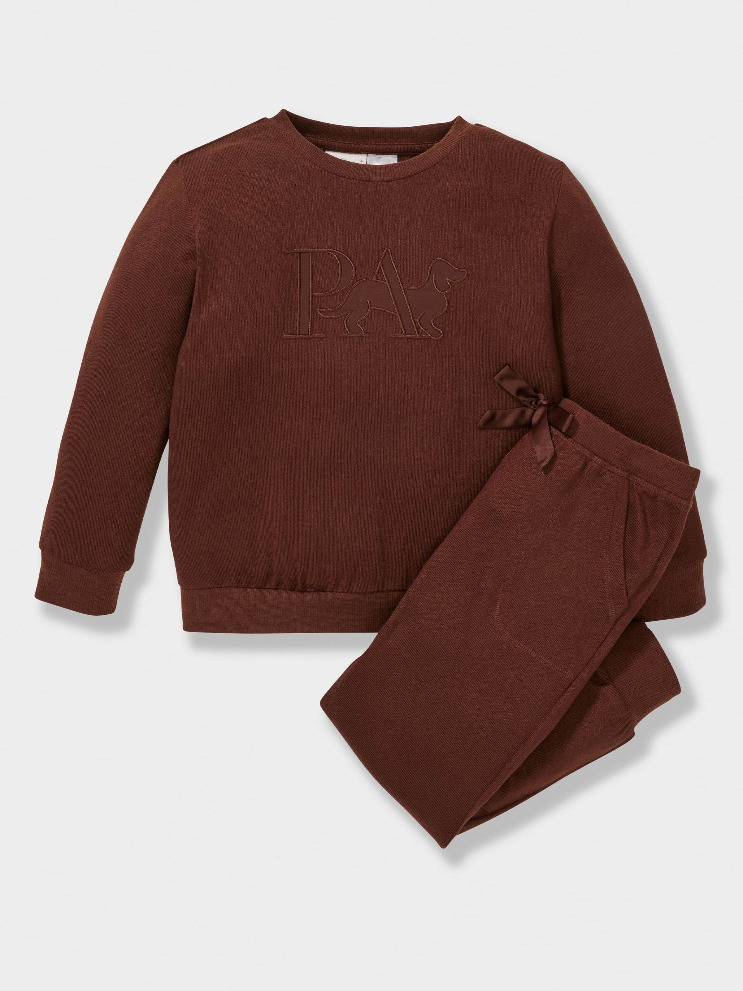 Kids Chocolate Plush Long Pj Set