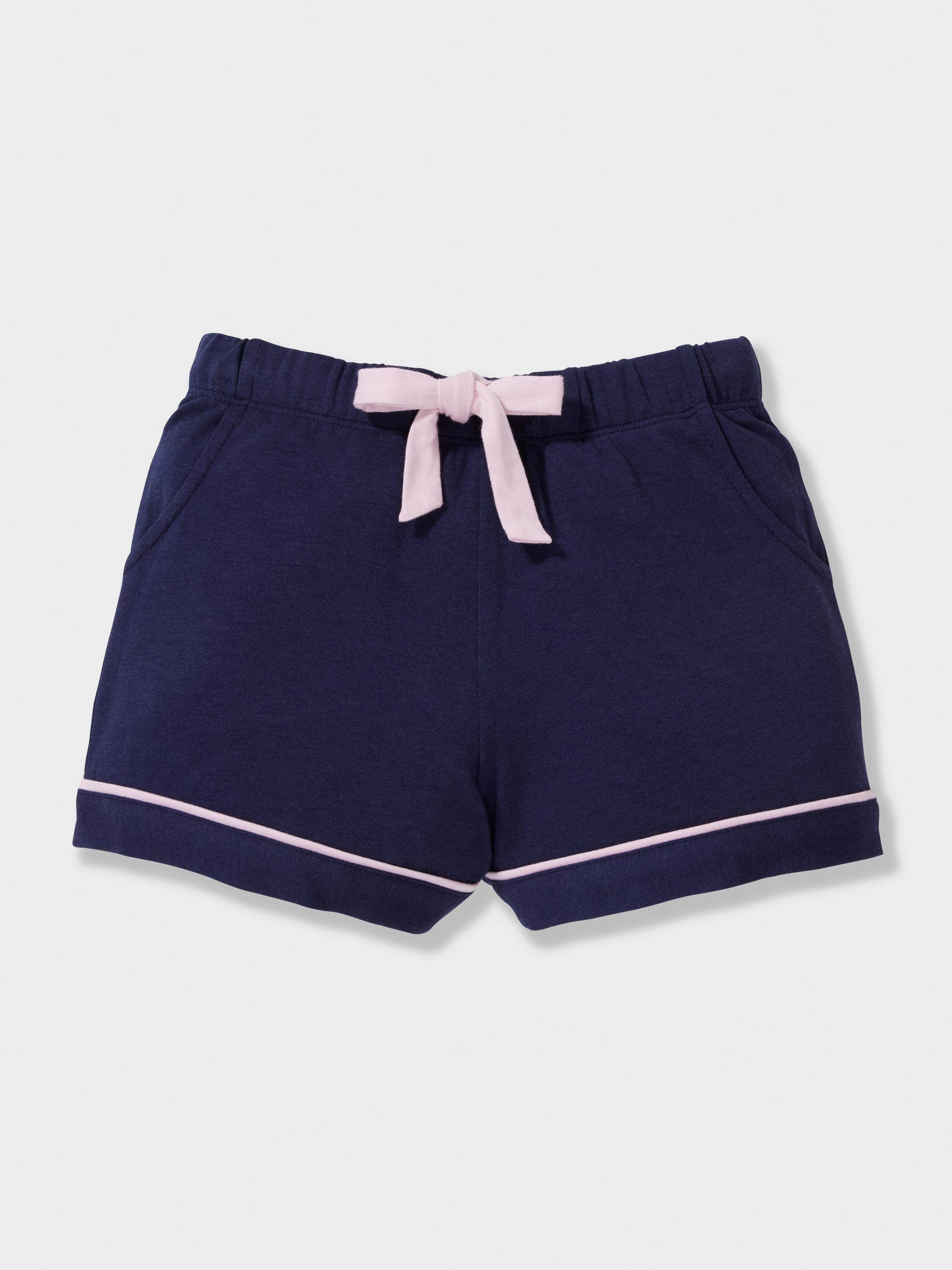 Jnr Girls Navy Bamboo Short Classic Pj Set