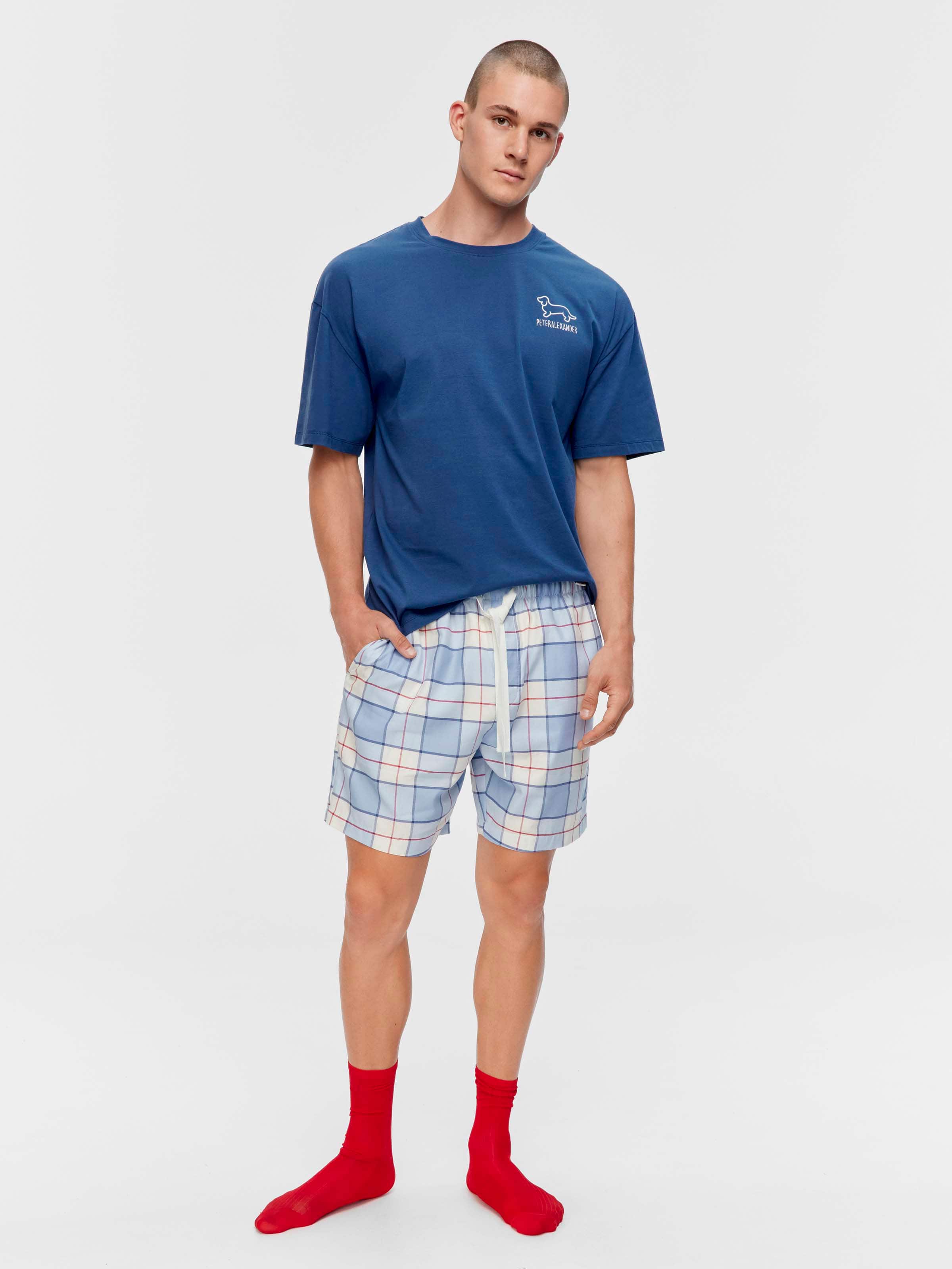 Blue & Red Check 100% Cotton Mid Short