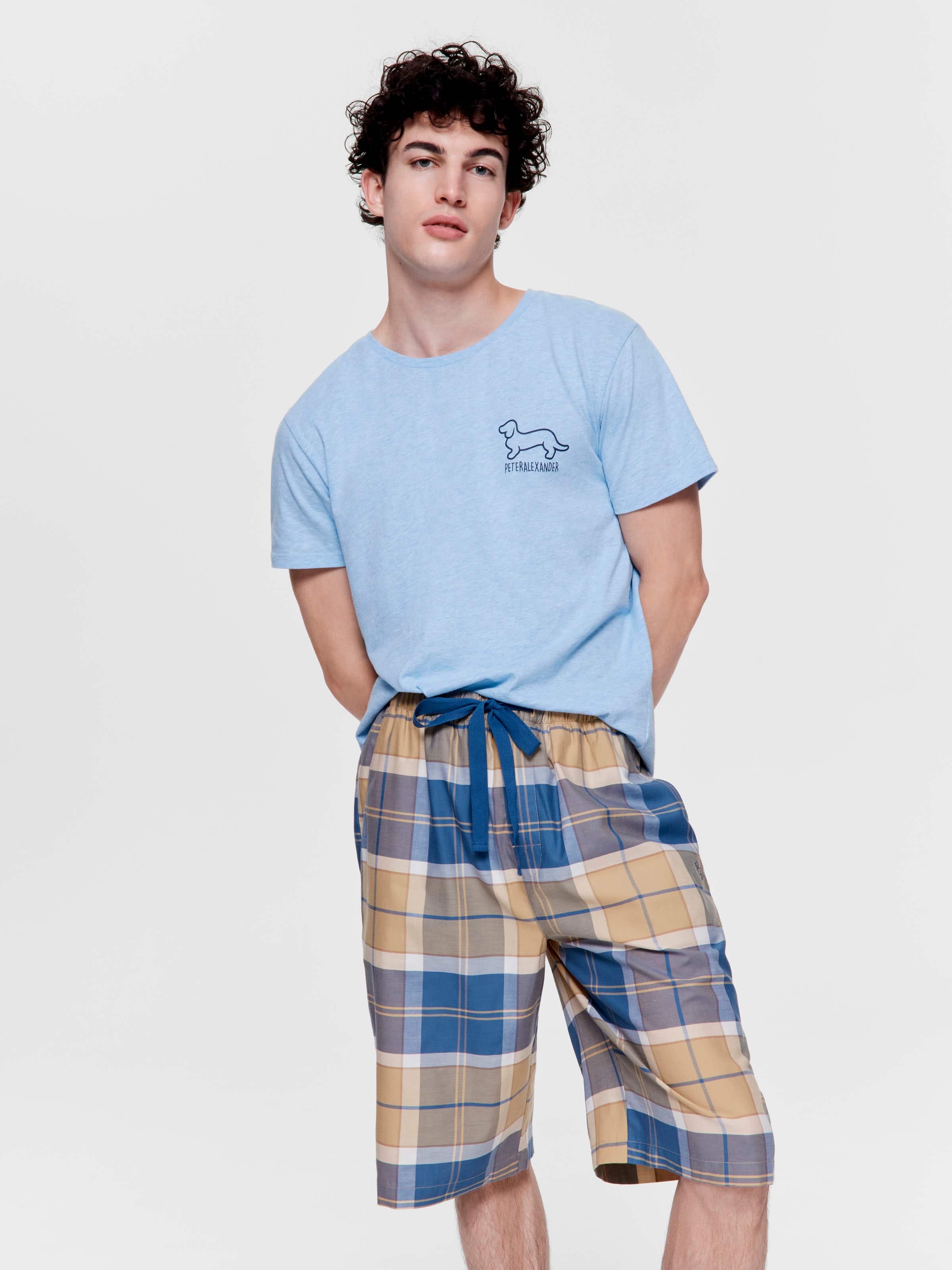 Blue Check 100% Cotton Sleep Short
